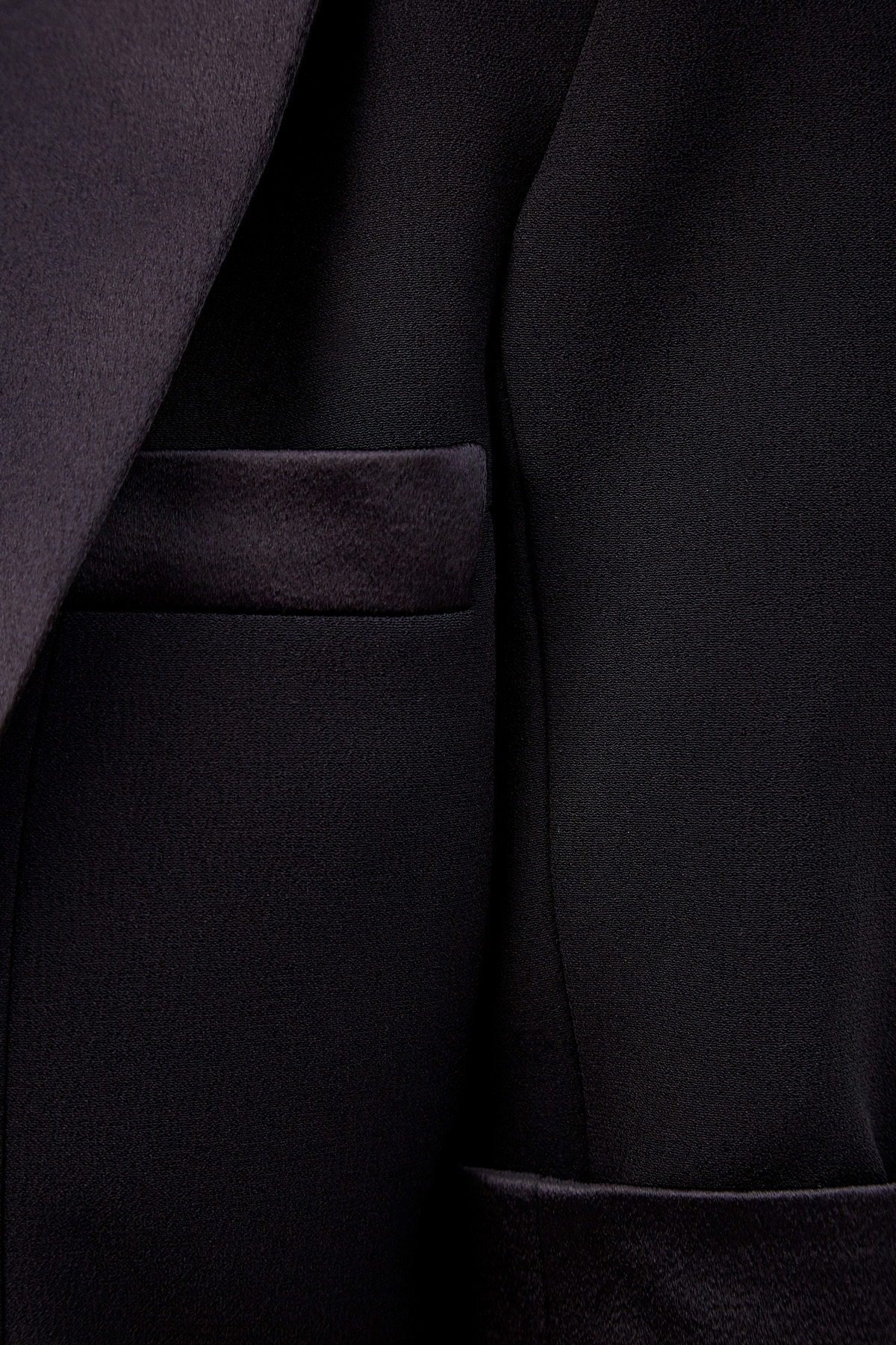 Удлиненный жакет с атласной отделкой в стиле глэм-рок BALMAIN, цвет черный, размер M;S - фото 6