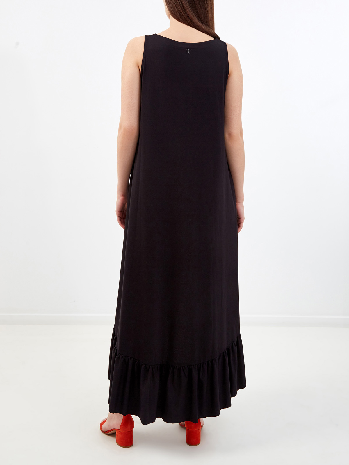 Хлопковое платье свободного кроя с асимметричным подолом RE VERA, цвет черный, размер S;M;L;XS - фото 4