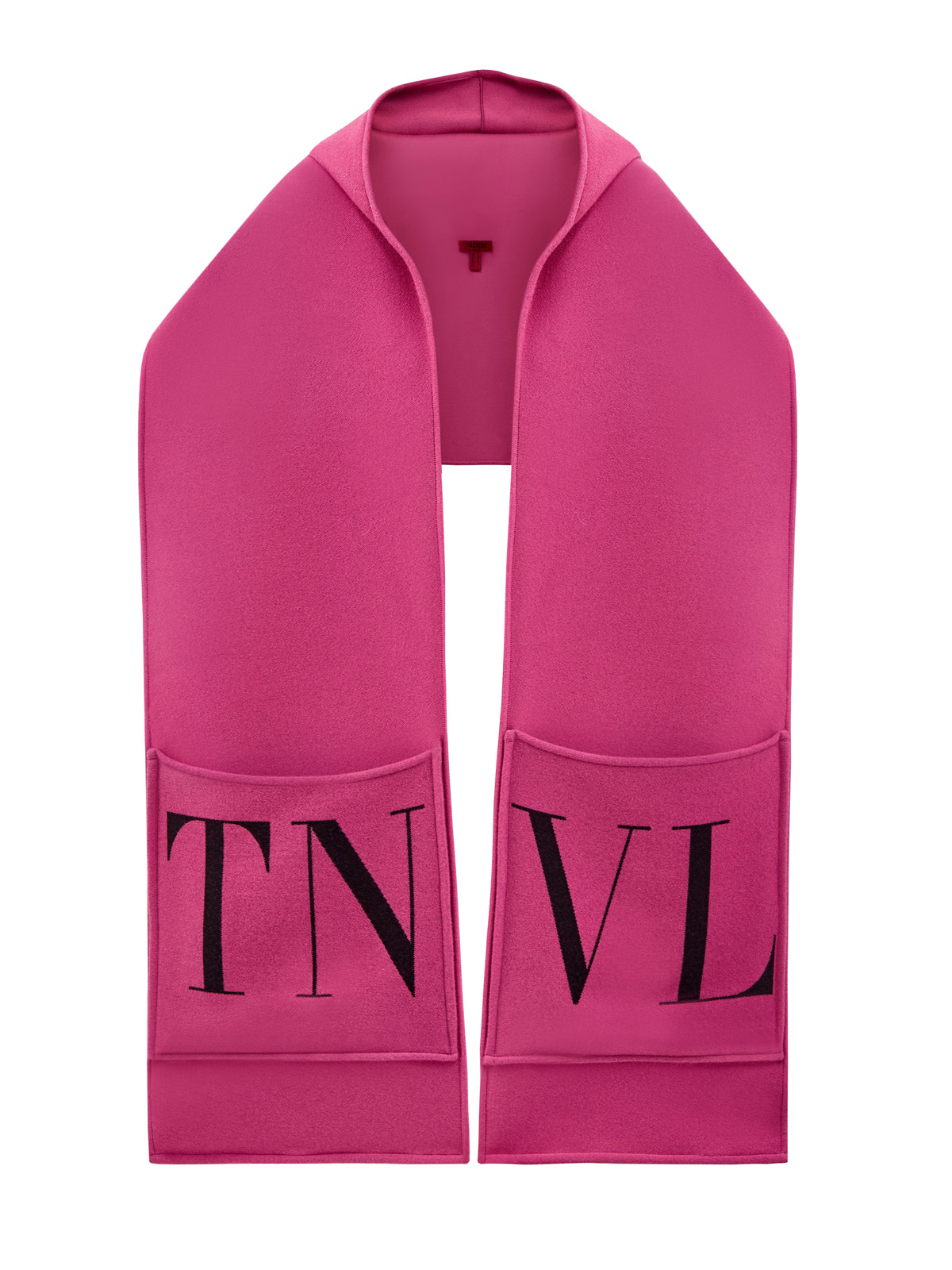 Шарф из шерстяной пряжи с объемными карманами и капюшоном VALENTINO GARAVANI, цвет розовый, размер 39;40 - фото 1