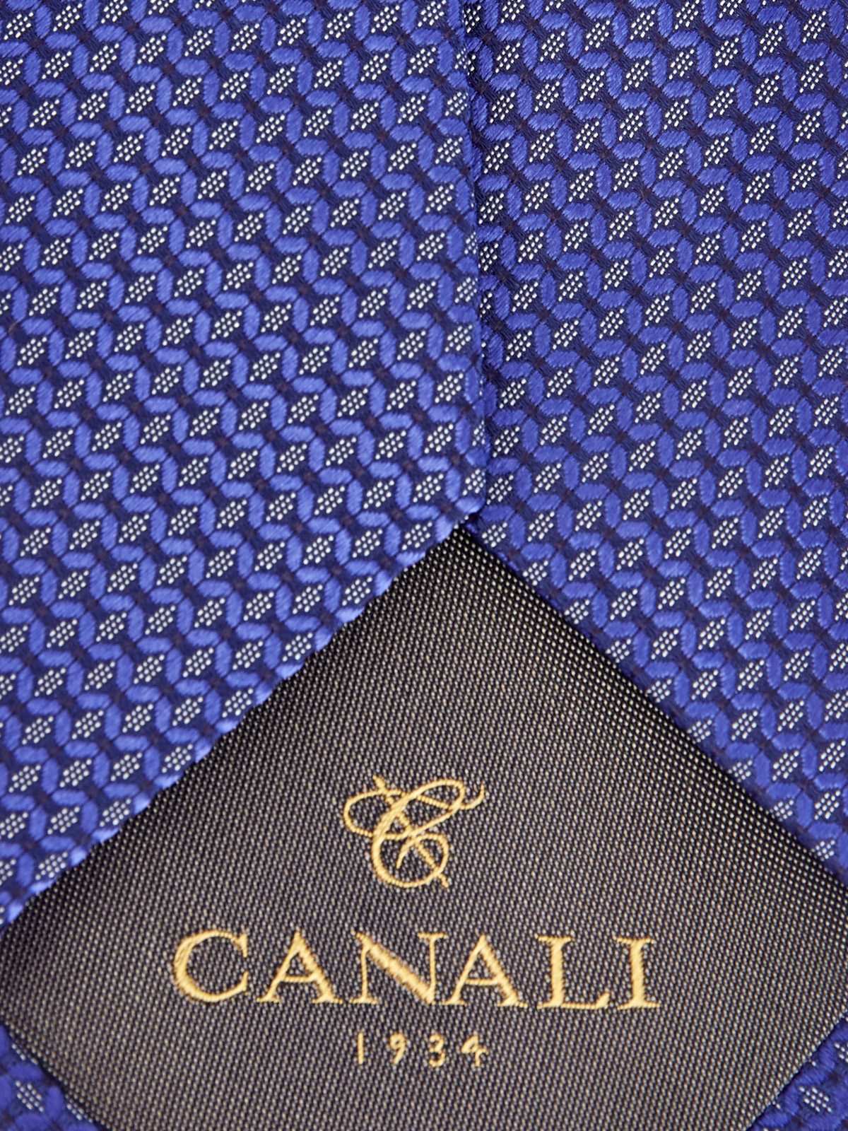 Шелковый галстук с жаккардовым принтом и логотипом CANALI, цвет синий, размер M - фото 4