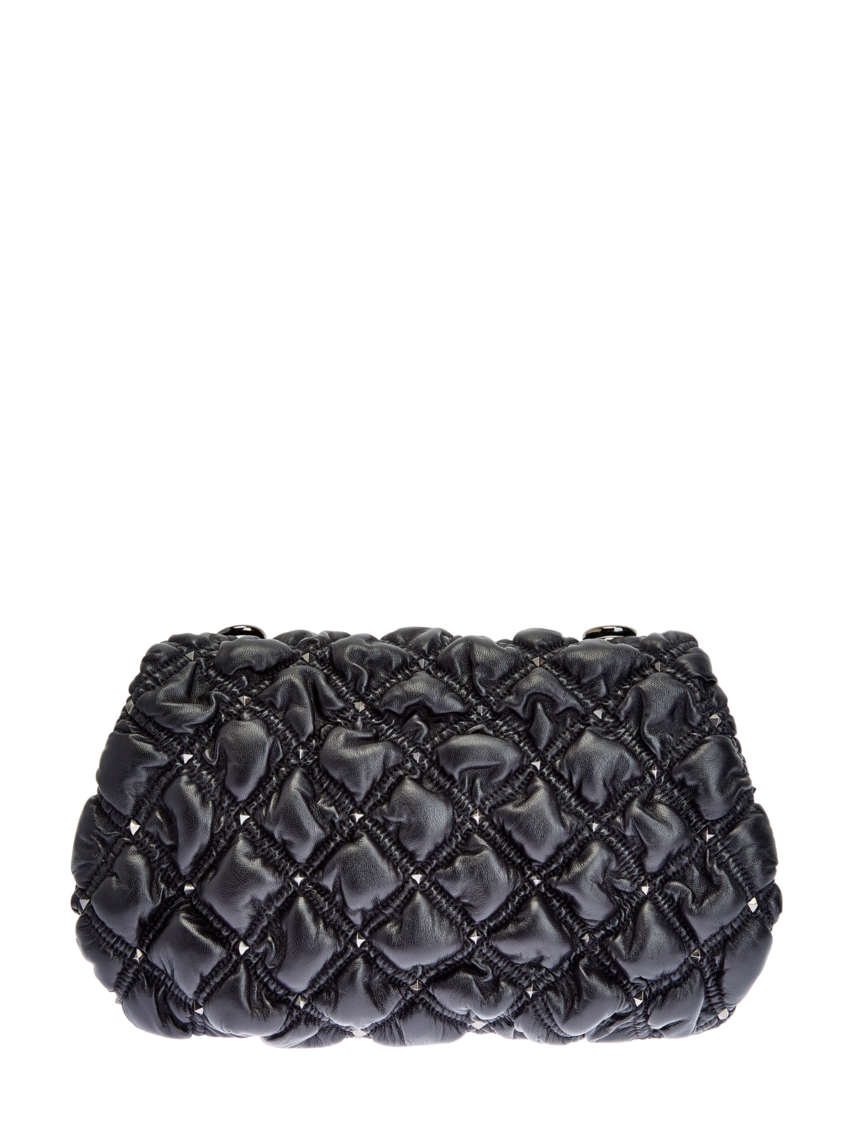Сумка SpikeMe Bag из гофрированной кожи наппа VALENTINO, цвет черный, размер 37;38;39;40;38.5 - фото 5