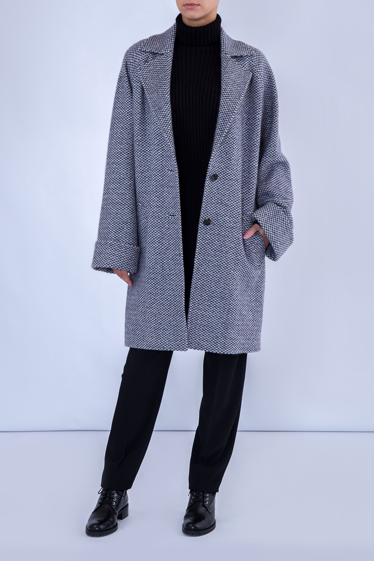 пальто STILE LATINO, цвет черно-белый, размер 44;46;48 - фото 2