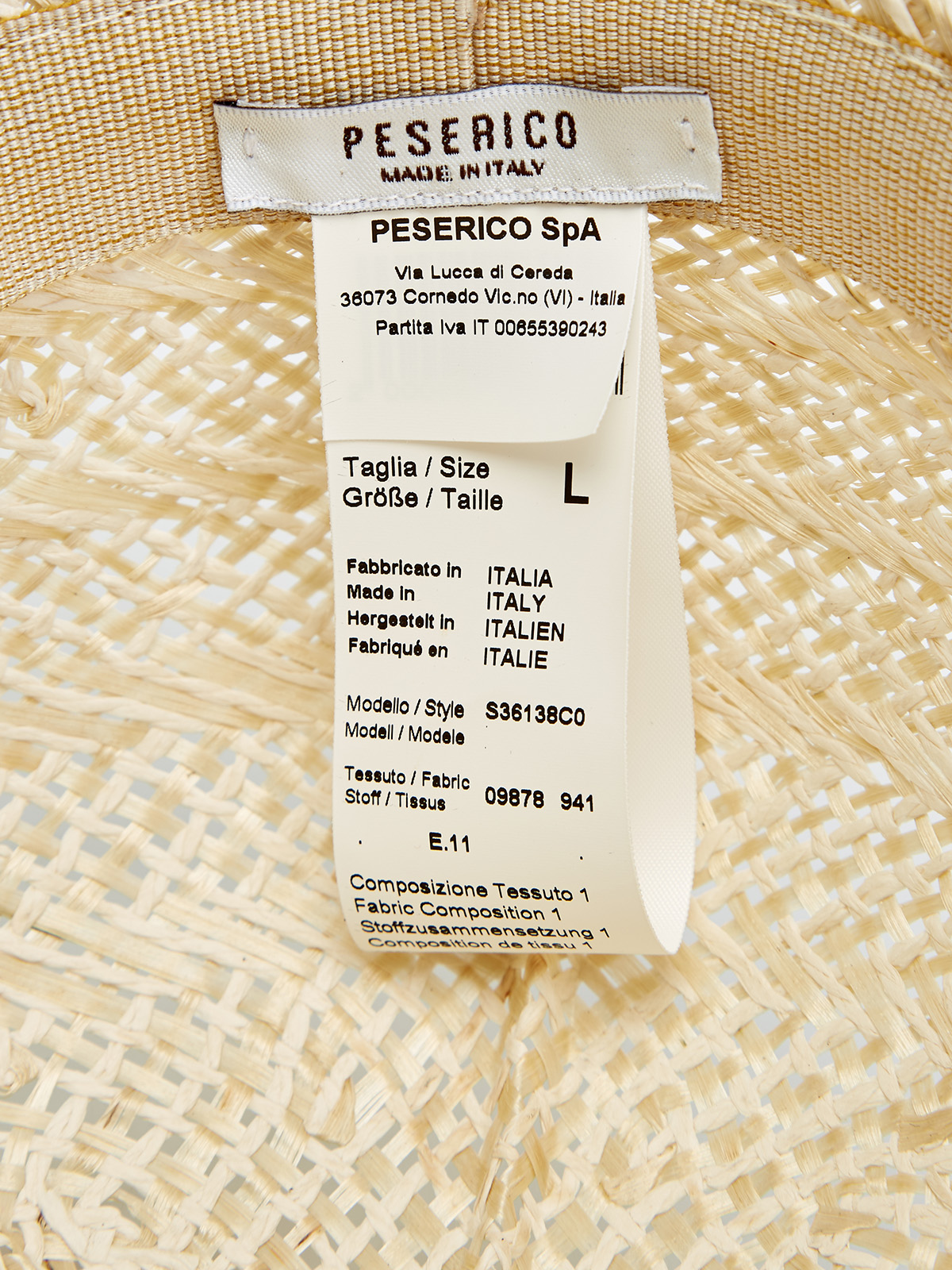 Плетеная кепка с кожаным ремешком и цепочками PESERICO, цвет бежевый, размер M;L - фото 5