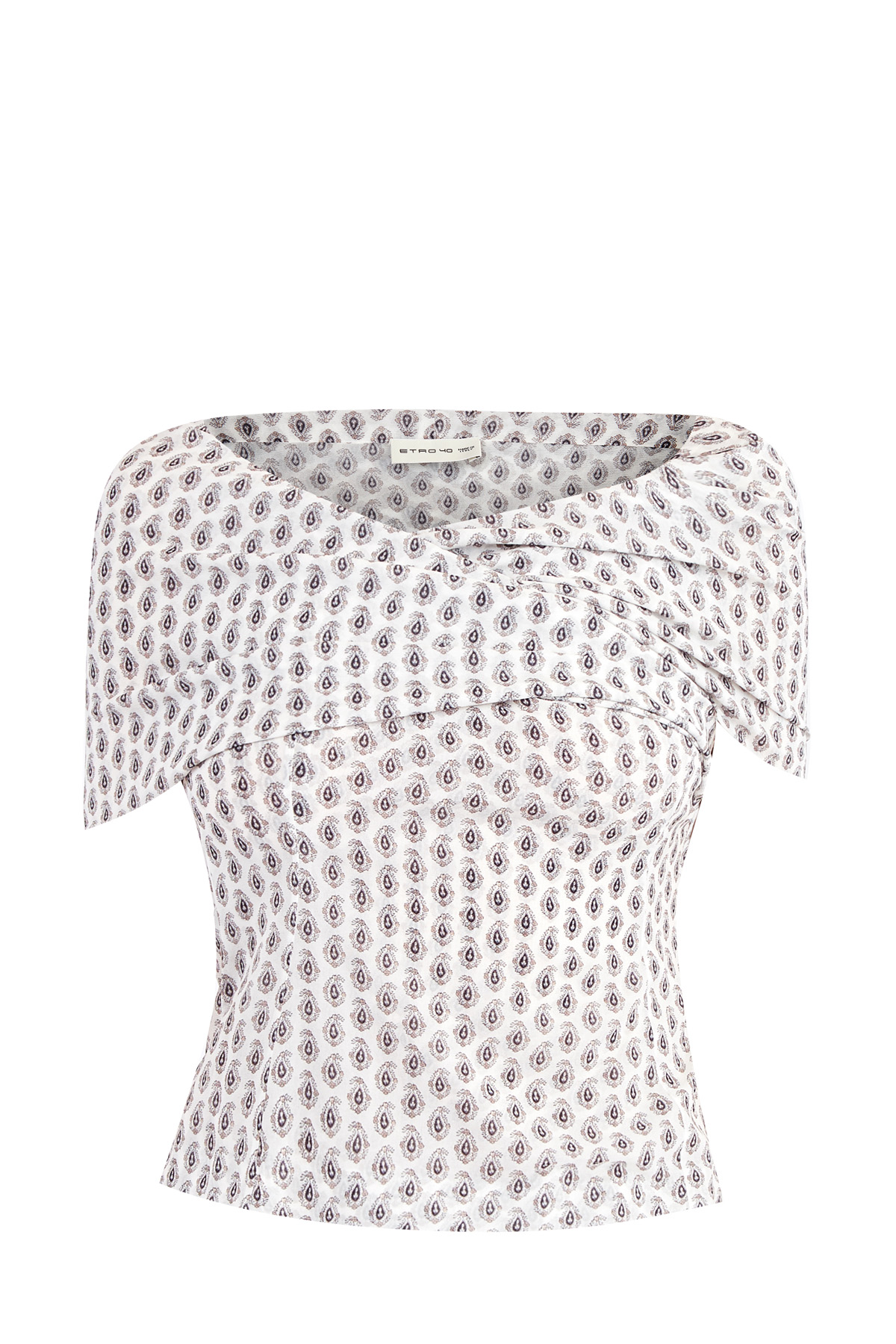 Блузка из шелка с открытым декольте и кроем с запахом спереди ETRO, цвет мульти, размер 42;44 - фото 1