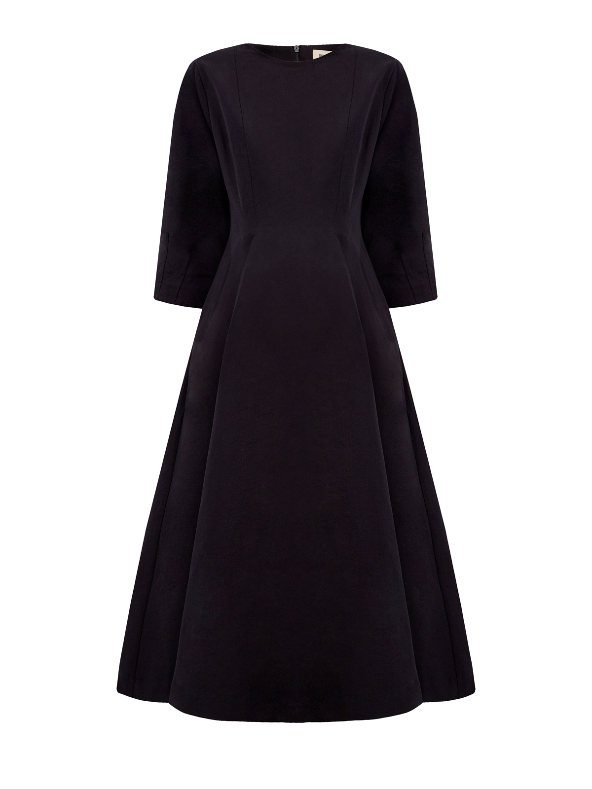 Платье-миди из плотного хлопка и льна с объемным подолом GENTRYPORTOFINO, цвет черный, размер 42;44;40 - фото 1