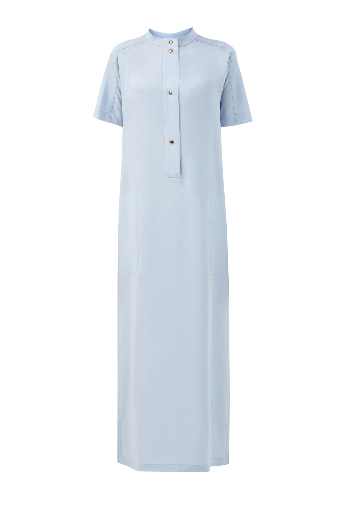 Платье-рубашка из шерстяной ткани с боковыми разрезами AGNONA, цвет голубой, размер 42;46;40 - фото 1