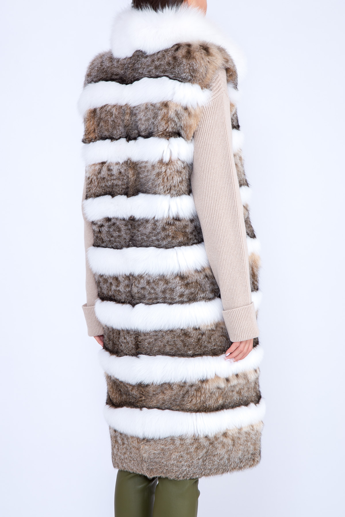 Жилет из меха скандинавской рыси со вставками из лисьего меха MARCO VANOLI, цвет коричневый, размер 40;44 - фото 4