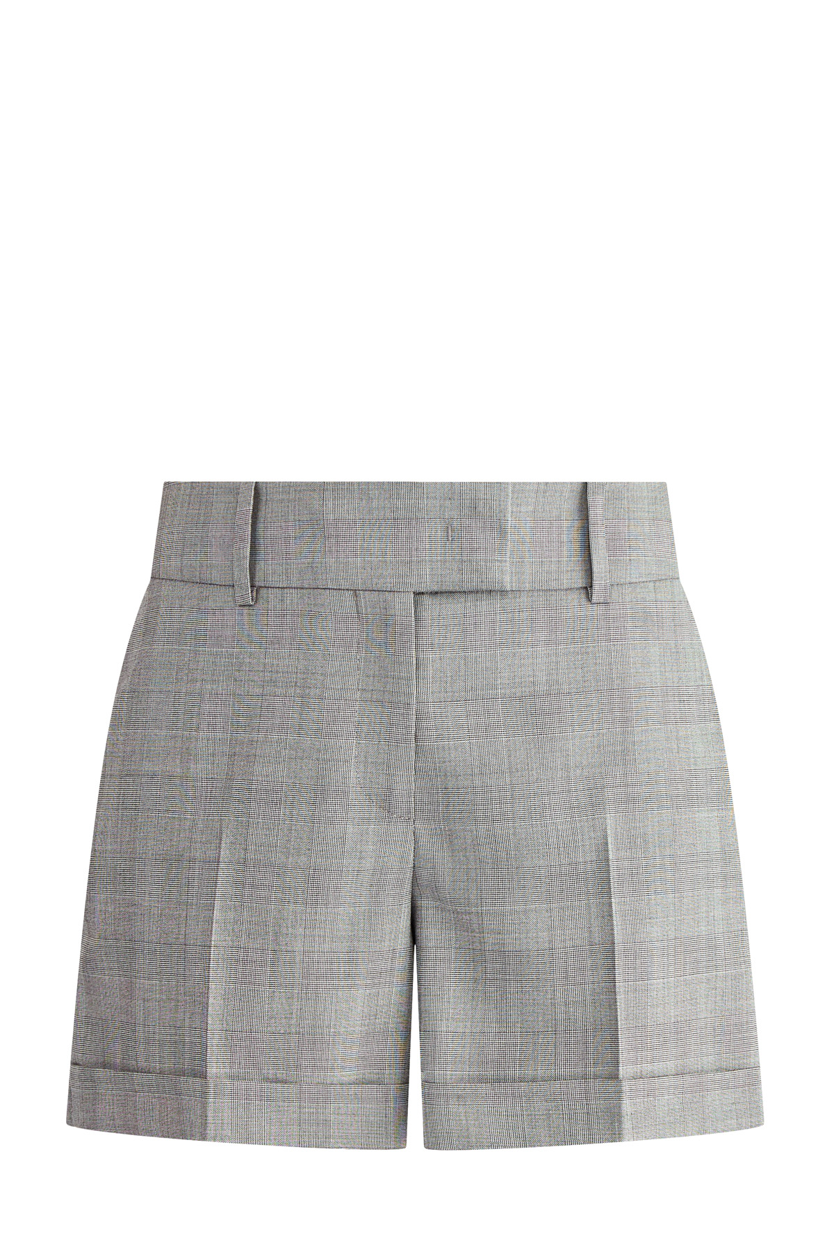 Классические шорты из шерстяной ткани с принтом Принц Уэльский ERMANNO SCERVINO, цвет серый, размер 38;40 - фото 1