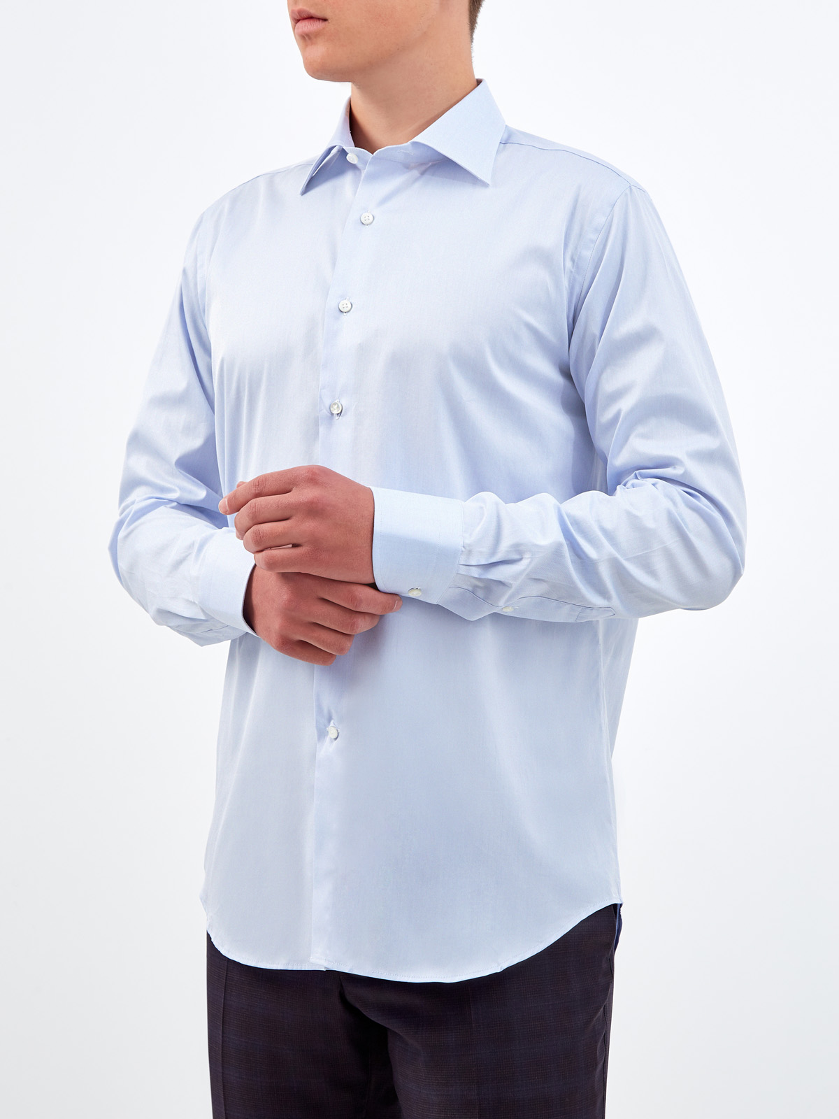 Рубашка классического кроя из тонкого хлопкового поплина CANALI, цвет голубой, размер 52;52;54;56;58;60;62 - фото 3