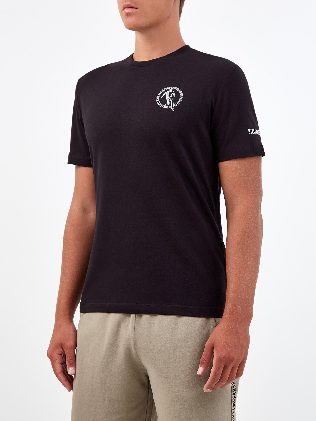 Однотонная футболка с контрастным принтом Soccer BIKKEMBERGS, цвет черный, размер M;XL;2XL;3XL;L - фото 3