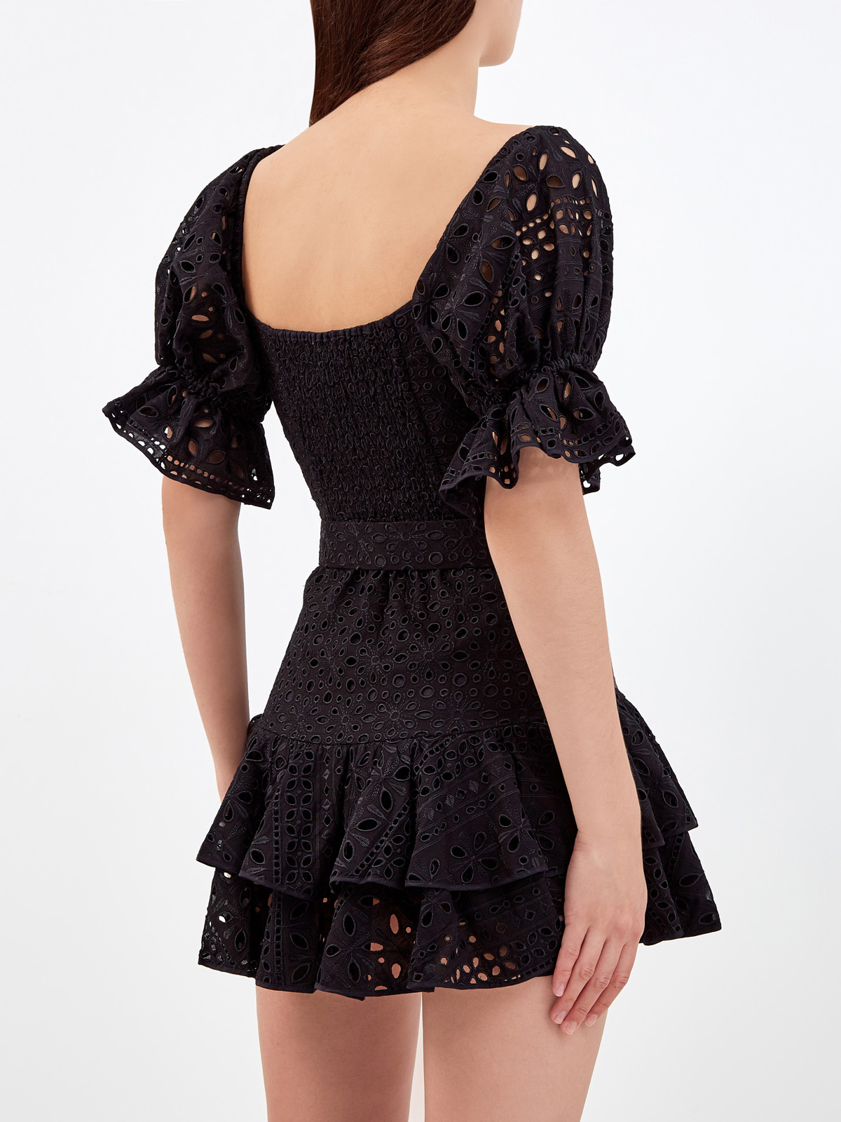 Платье из ажурного кружева broderie anglaise с поясом CHARO RUIZ IBIZA, цвет черный, размер M;L - фото 4