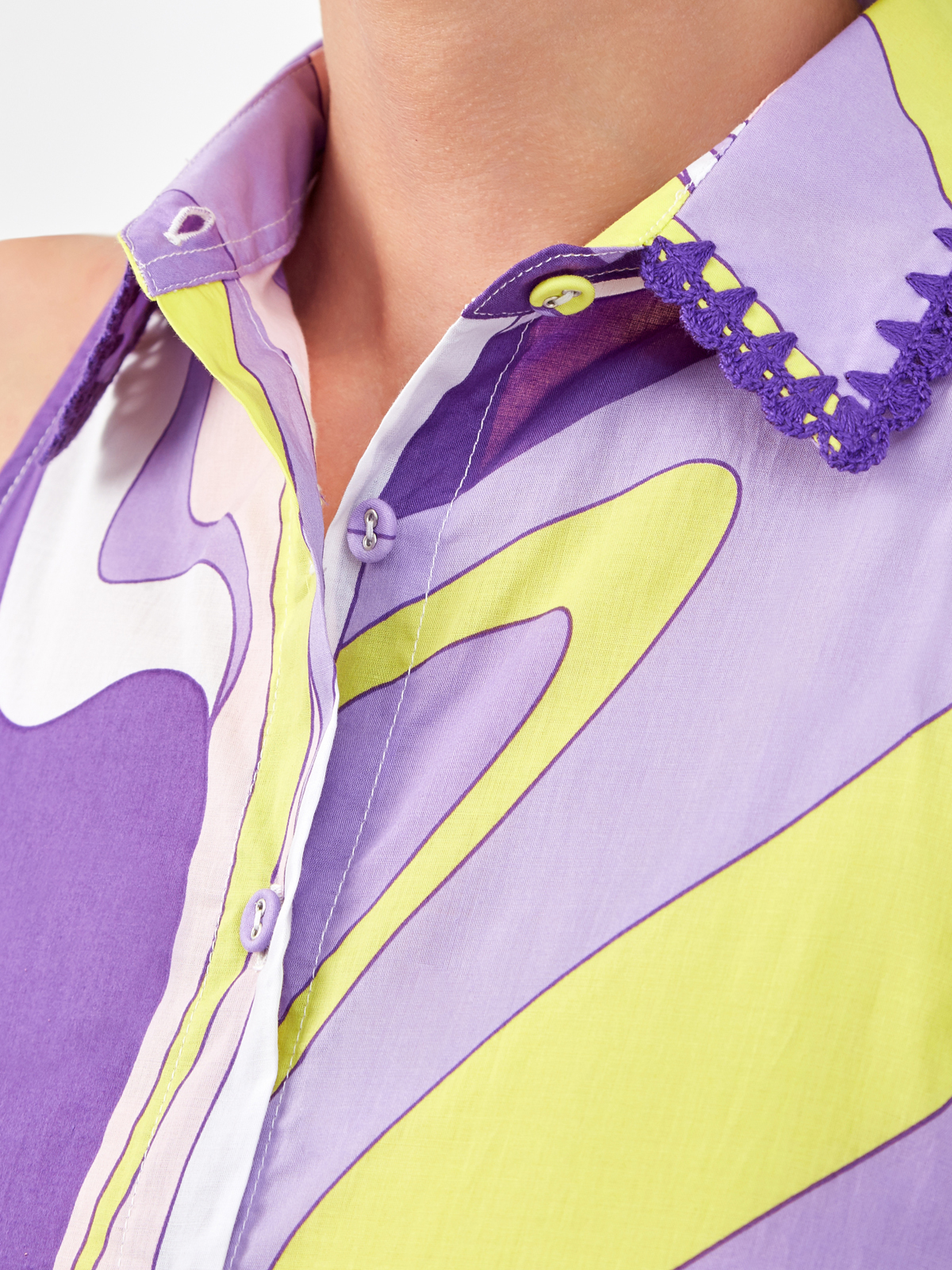 Хлопковое платье-макси с поясом и принтом Shape Wave MC2 SAINT BARTH, цвет фиолетовый, размер 40 - фото 5
