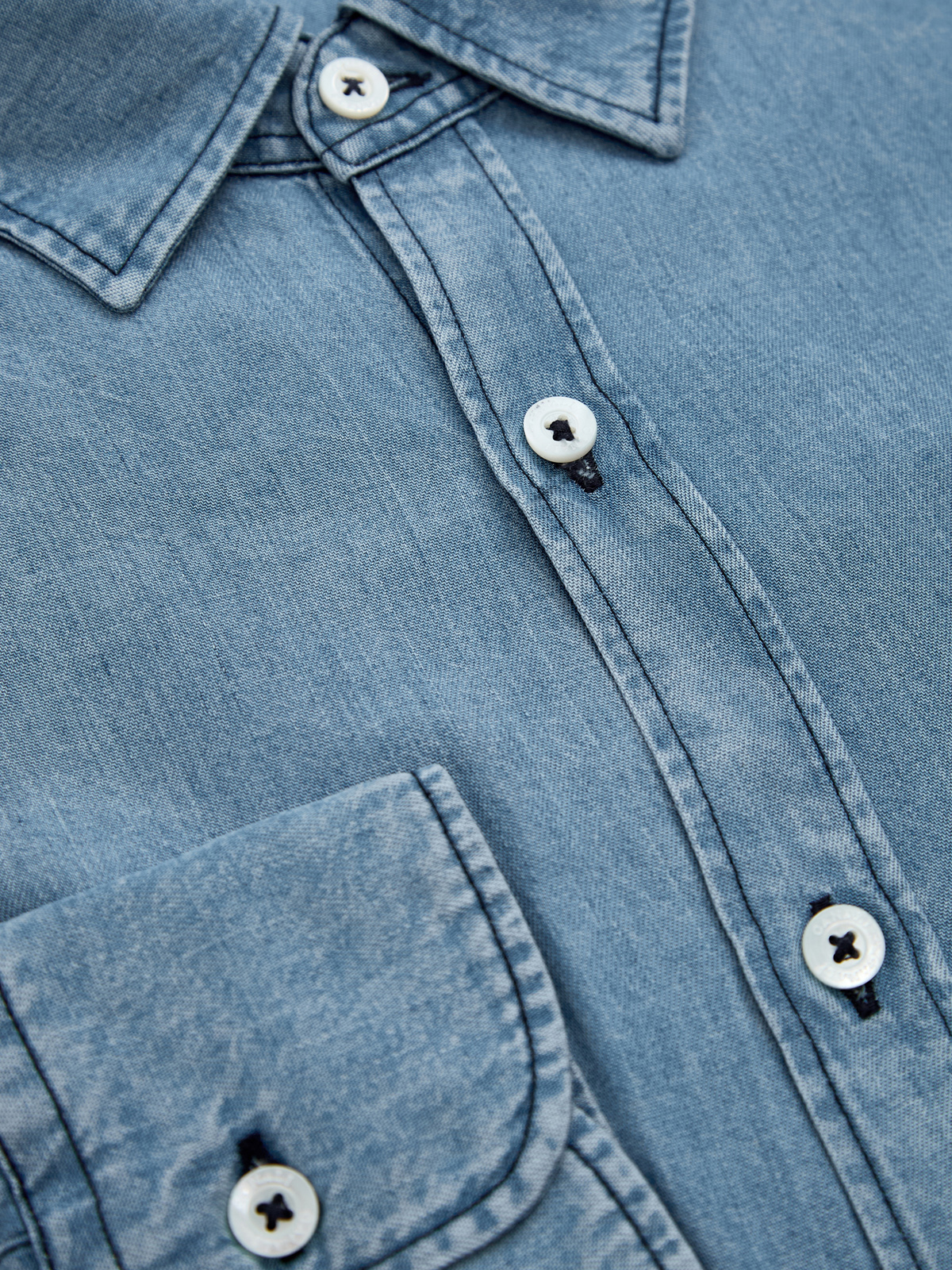 Рубашка ручной работы из тонкого лиоцелла с контрастной прострочкой CANALI, цвет синий, размер 48;50;52;54;56 - фото 3