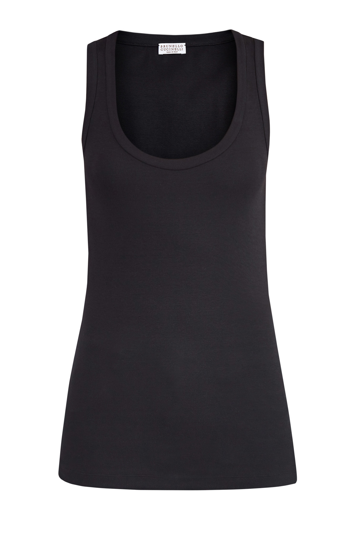 

Базовый топ из хлопкового трикотажа в рубчик, Черный, Базовый топ из хлопкового трикотажа в рубчик