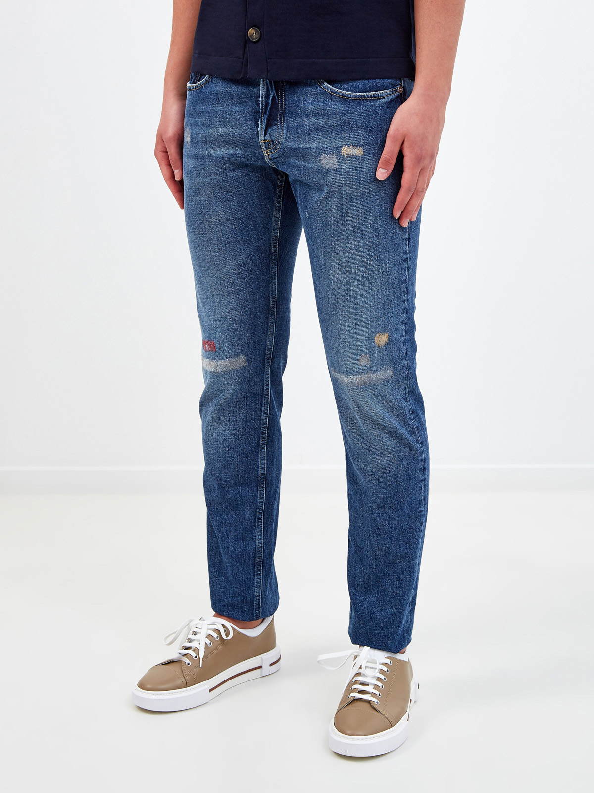 Прямые джинсы с вышитым декором ручной работы ELEVENTY, цвет синий, размер 46;50;54;48;52 - фото 3