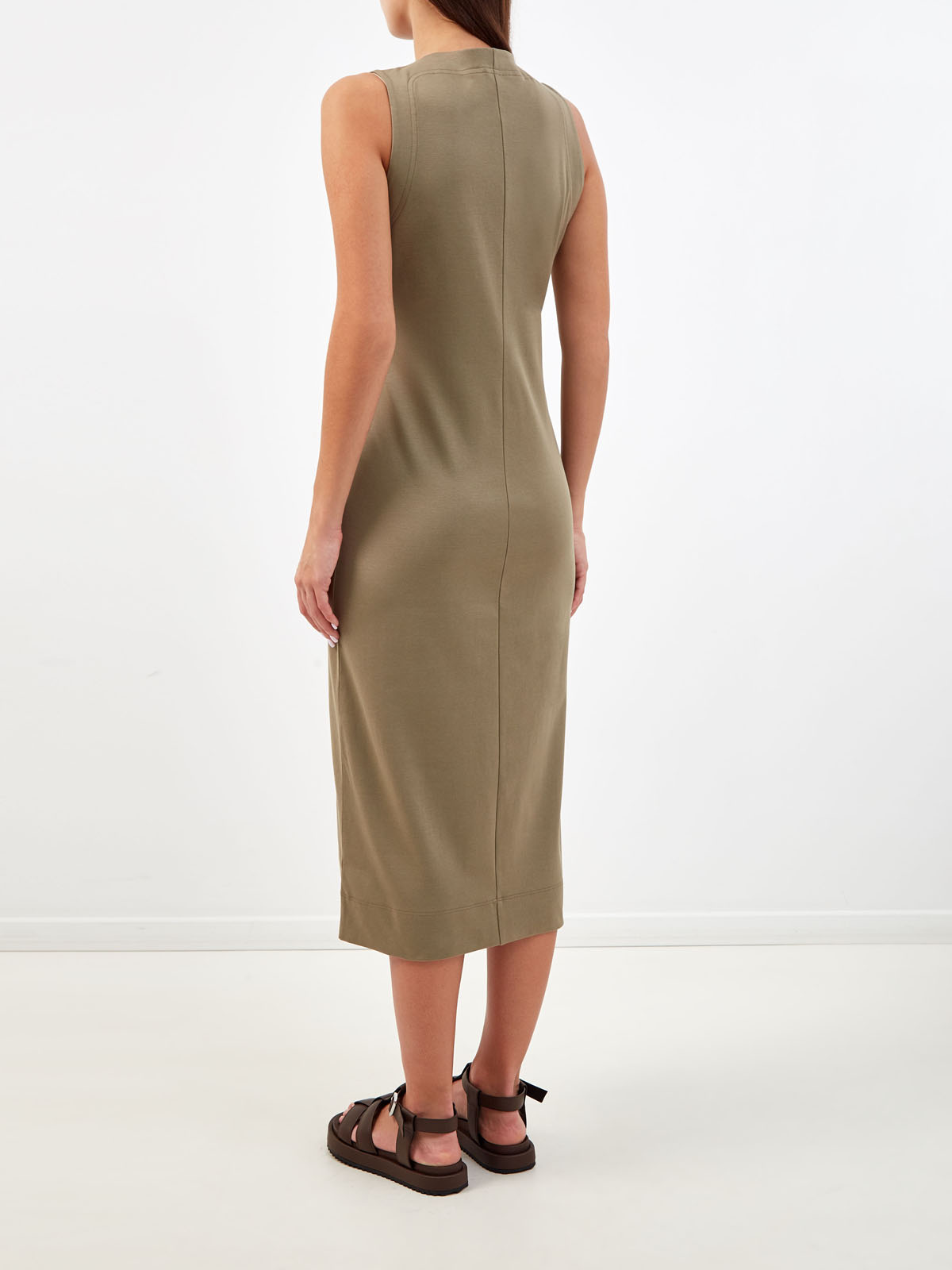 Хлопковое платье-футляр с цепочками Punto Luce FABIANA FILIPPI, цвет коричневый, размер 42;44;40 - фото 4