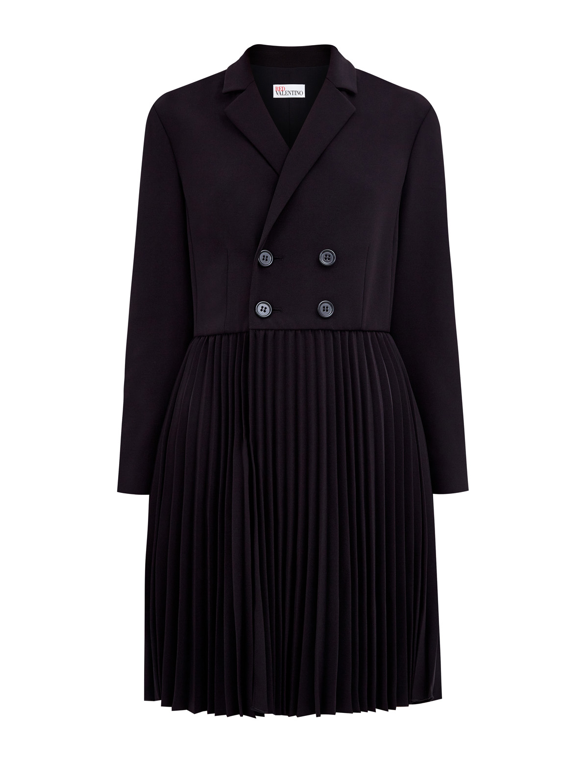 Однотонное платье-пиджак с плиссированной юбкой REDVALENTINO, цвет черный, размер M;XS - фото 1