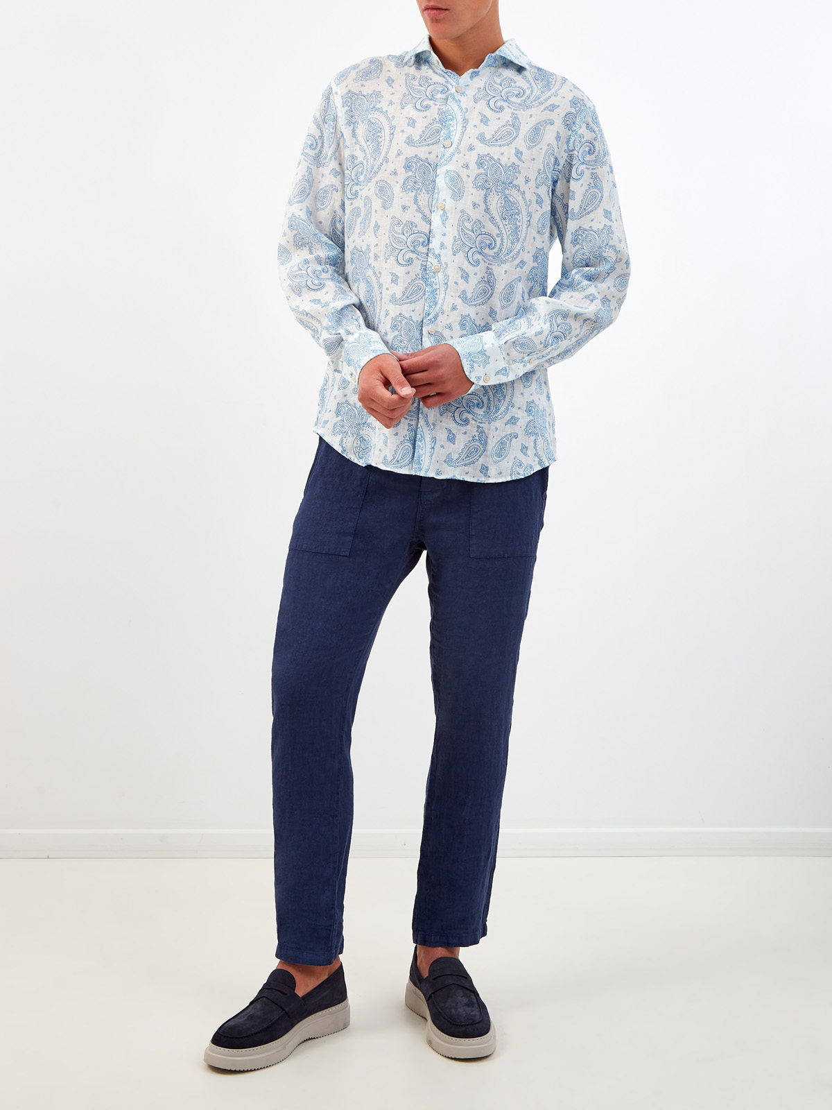 Льняная рубашка Pamplona с принтом пейсли MC2 SAINT BARTH, цвет голубой, размер 46;48;50;56;58 - фото 2