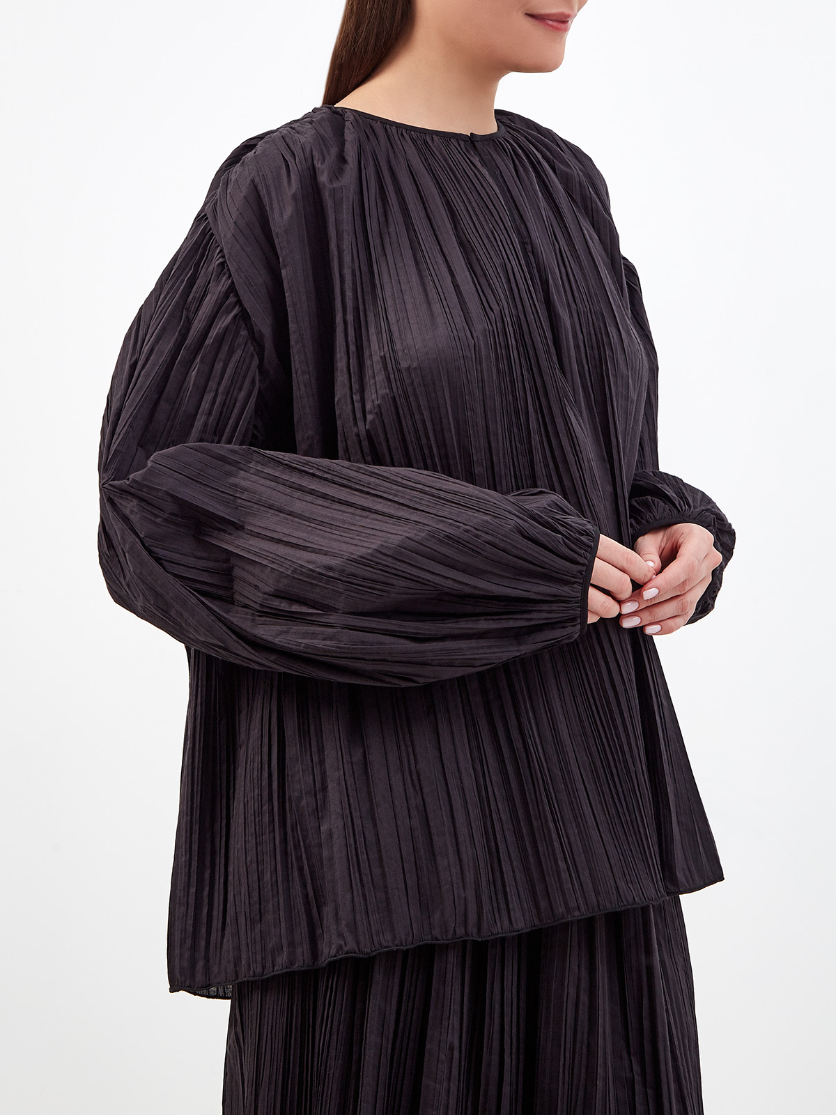 Элегантная блуза объемного кроя в складку ROCHAS Черный  