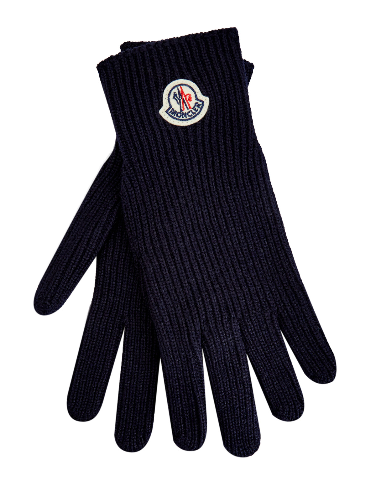 Перчатки из теплой шерстяной пряжи с логотипом MONCLER, цвет синий, размер 48;50