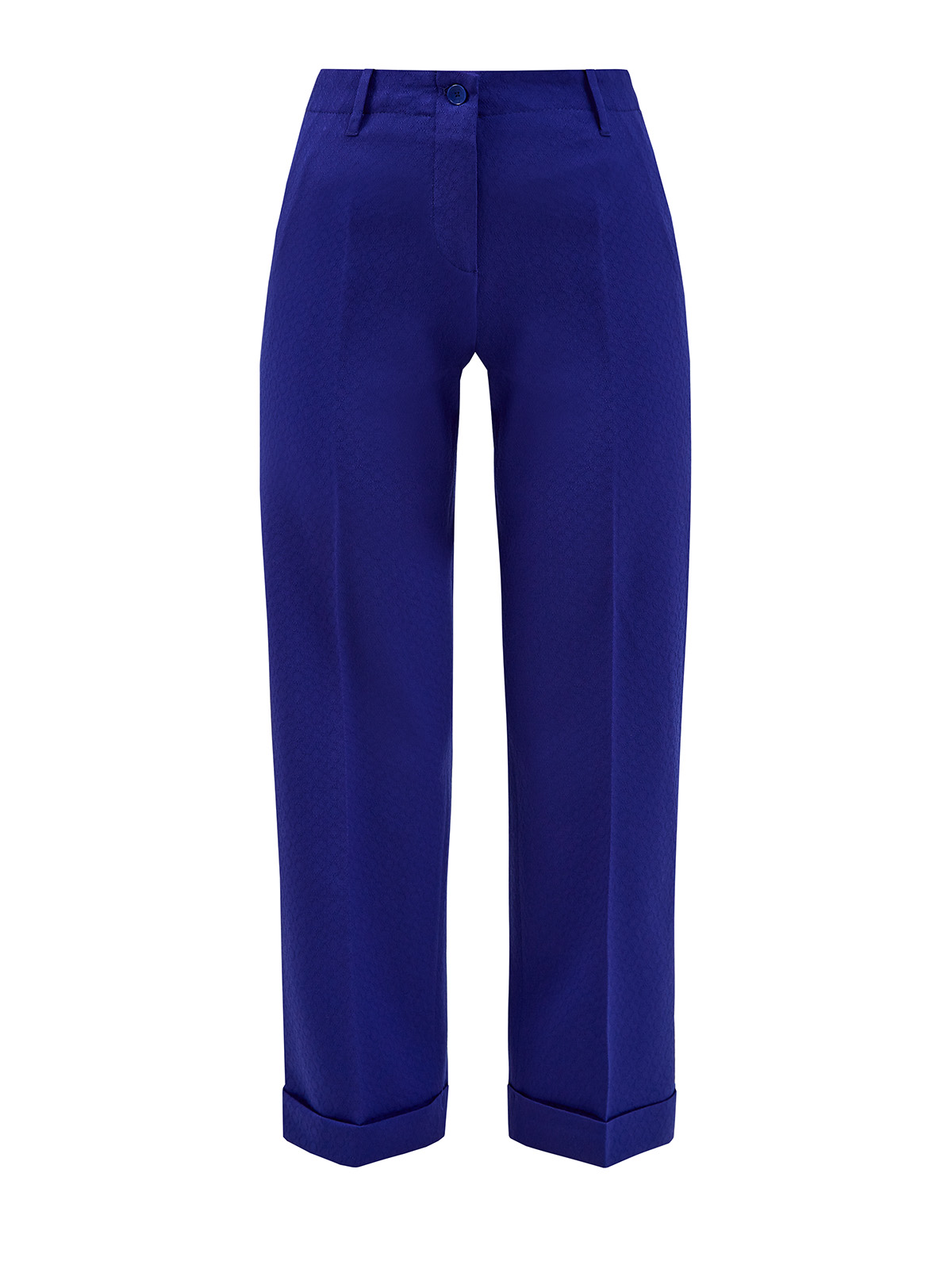 Укороченные брюки из шерсти с вязаным паттерном в тон ETRO синего цвета
