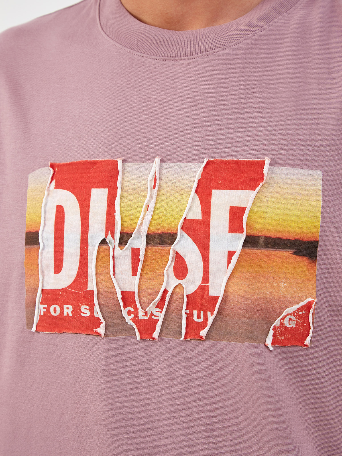 Свободная футболка T-Wash из хлопка с двойным принтом DIESEL, цвет розовый, размер XS;S;M;L;XL;2XL - фото 5