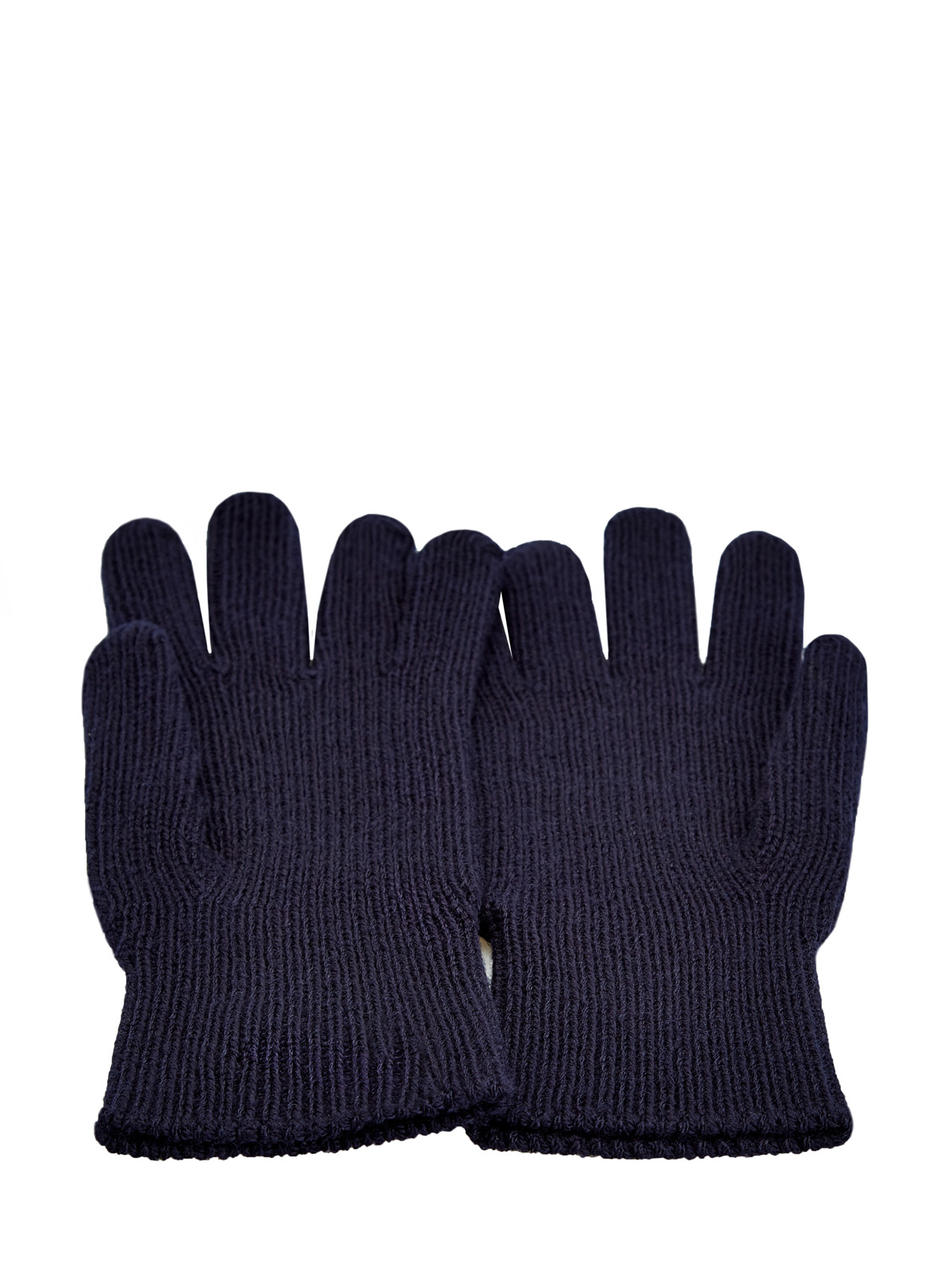 Перчатки из теплой шерстяной пряжи с логотипом MONCLER, цвет синий, размер 48;50 - фото 2