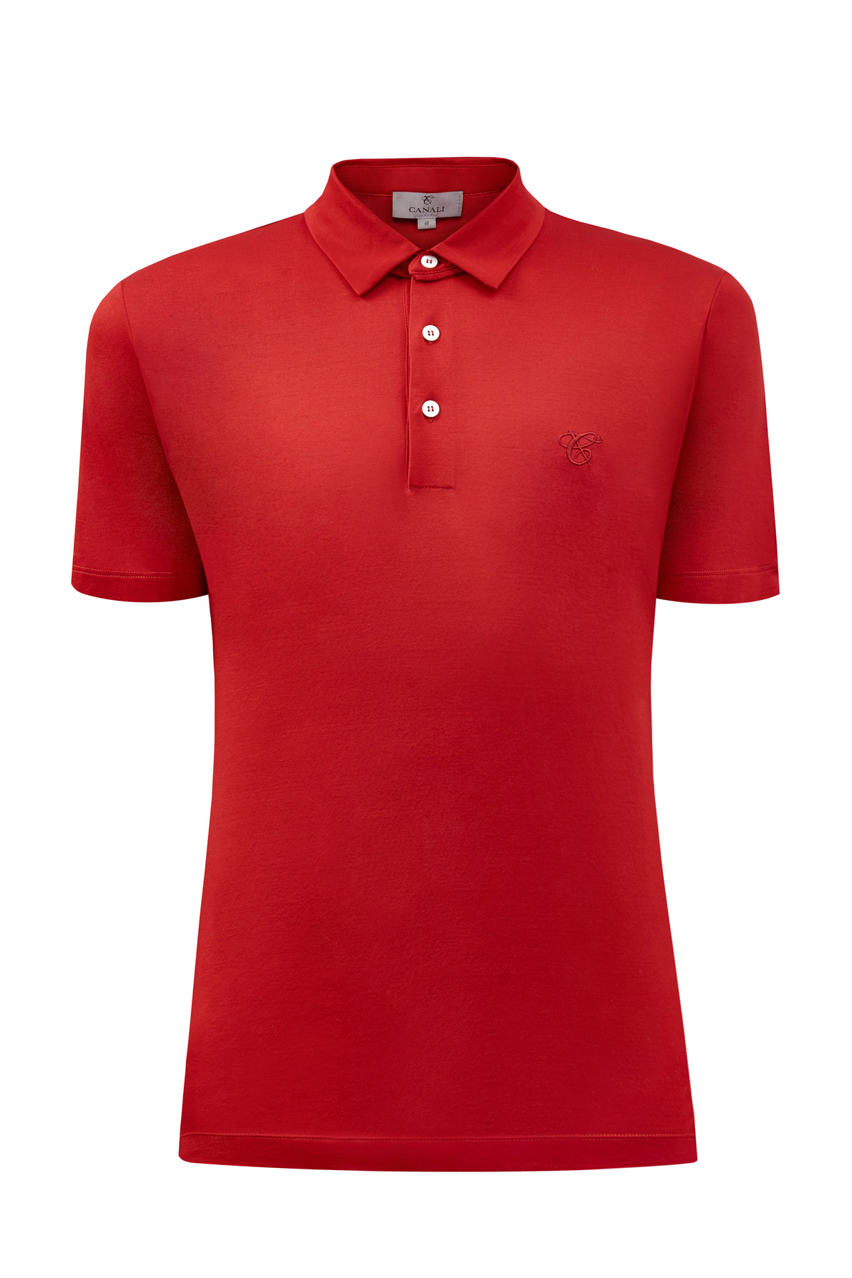 Хлопковая футболка-поло с вышитым логотипом в тон CANALI, цвет красный, размер 52;54;56;48 - фото 1