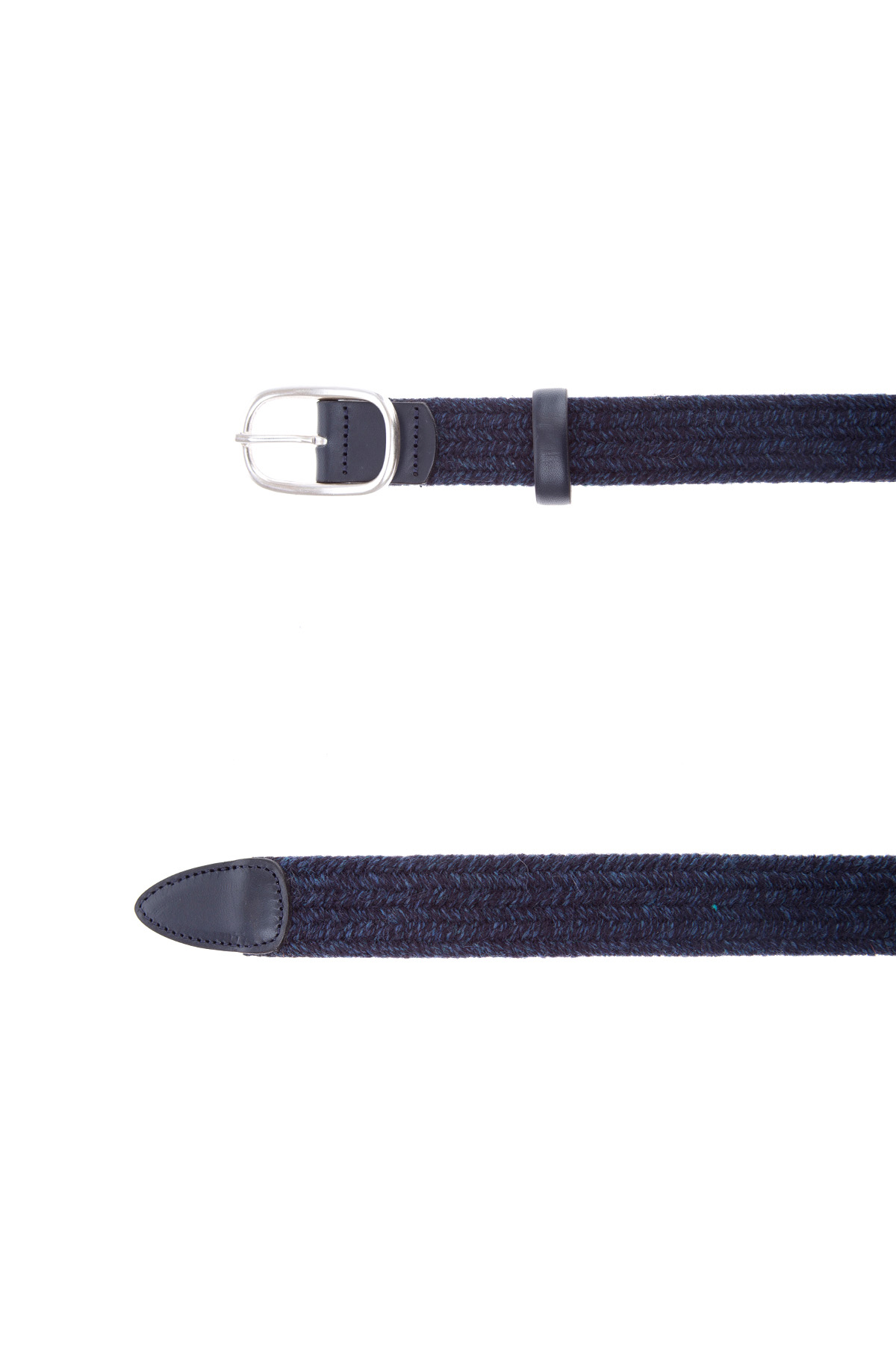 Плетеный ремень ручной работы из кожи и шерстяной пряжи ANDREA ZORI, цвет синий, размер 48;52;54 - фото 3
