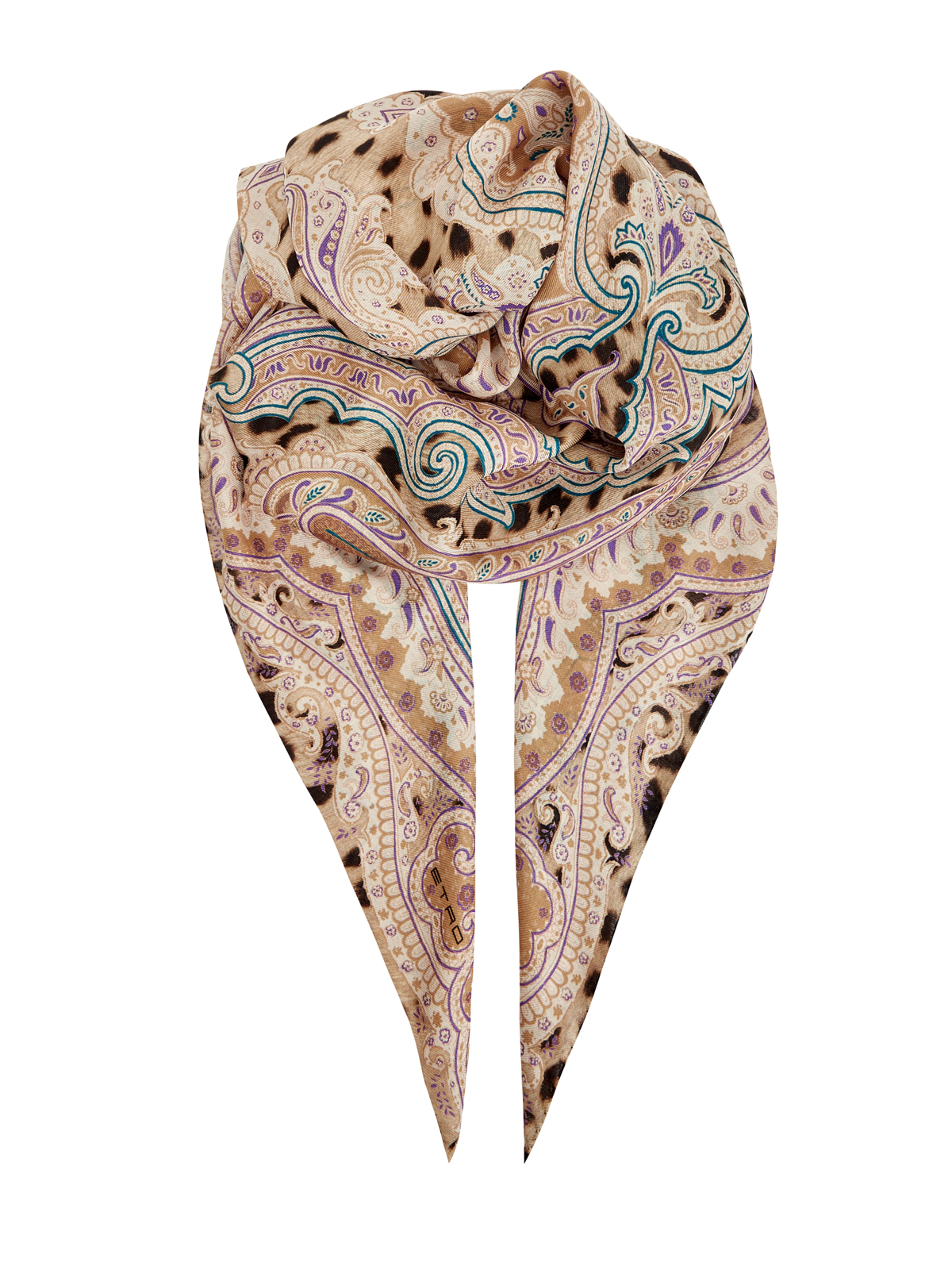 Платок из тонкой шерсти и шерсти с принтом пейсли ETRO, цвет мульти, размер 42;38 - фото 1