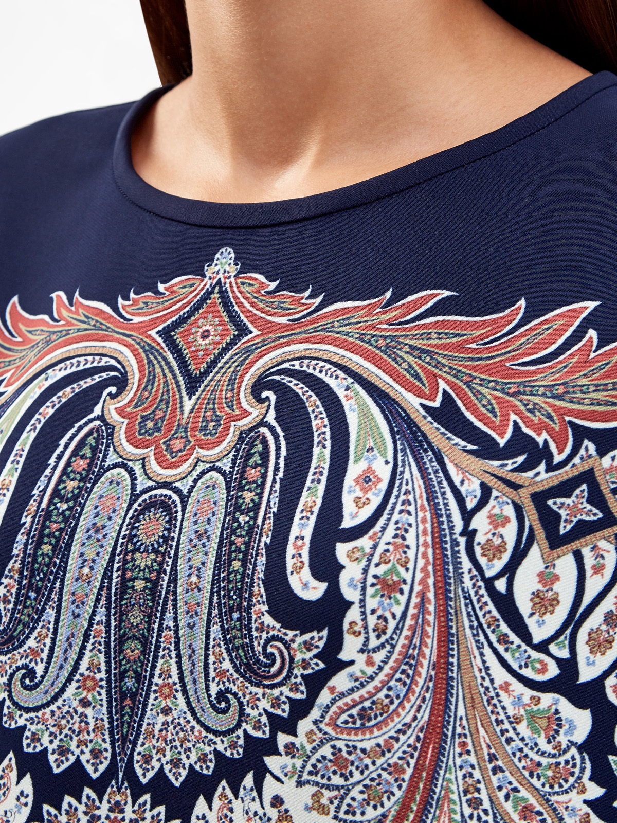 Блуза из струящегося сатина с этническим принтом ETRO, цвет мульти, размер 46;44 - фото 3