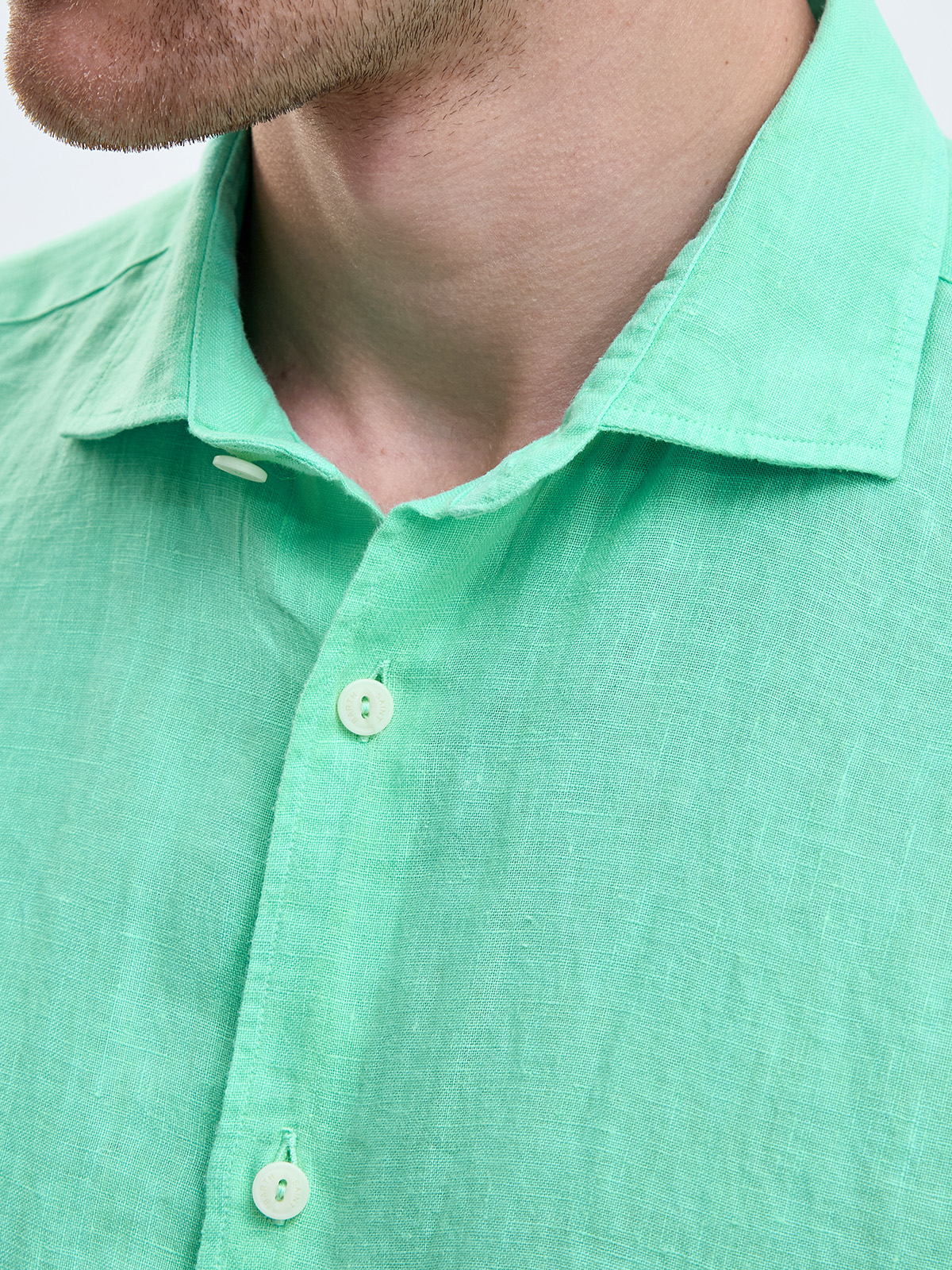 Однотонная рубашка Pamplona из тонкой льняной ткани MC2 SAINT BARTH, цвет бирюзовый, размер 48;50;52;54;56 - фото 5