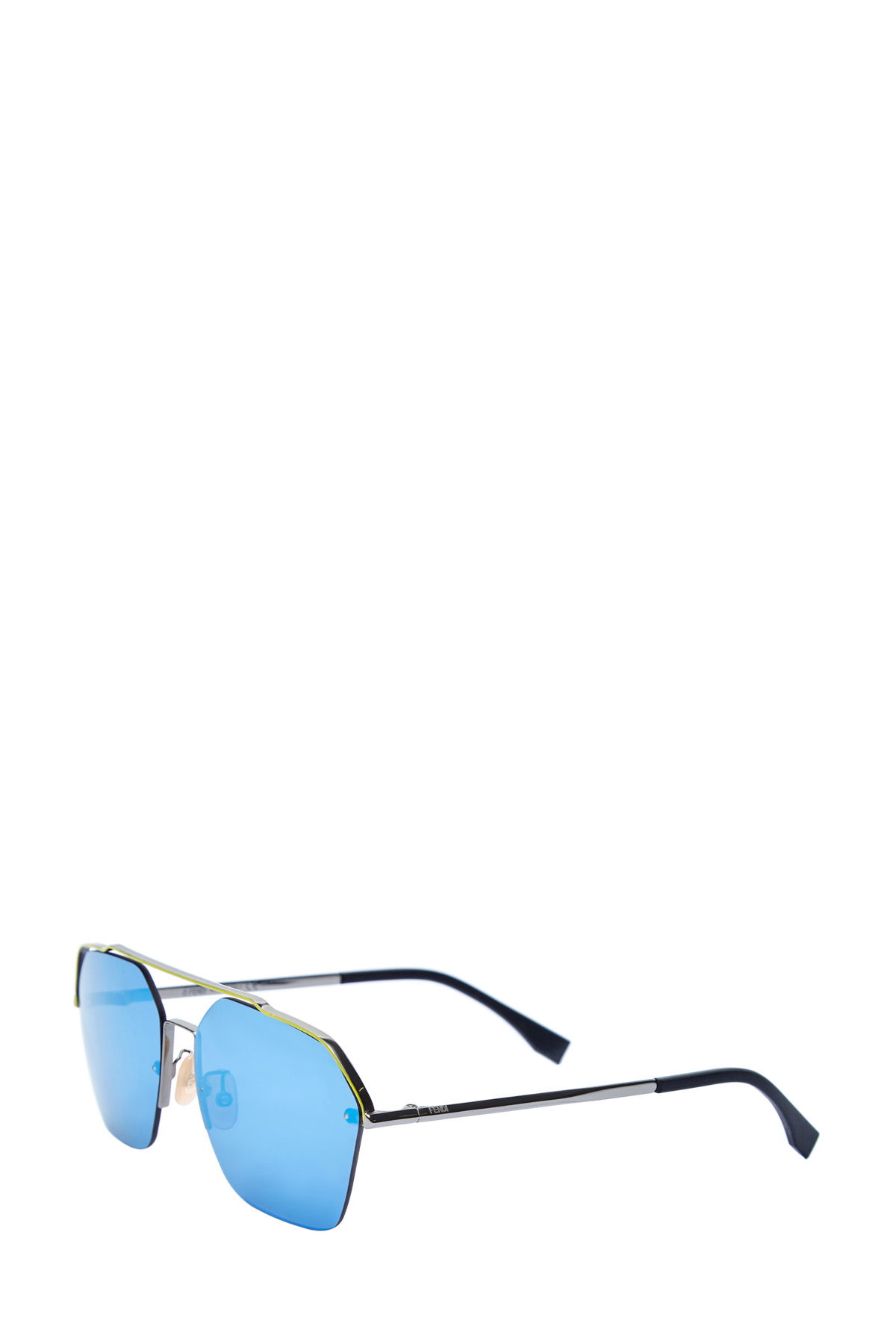 Авиаторы в тонкой оправе с контрастным мостом FENDI (sunglasses), цвет голубой, размер XS;S - фото 3