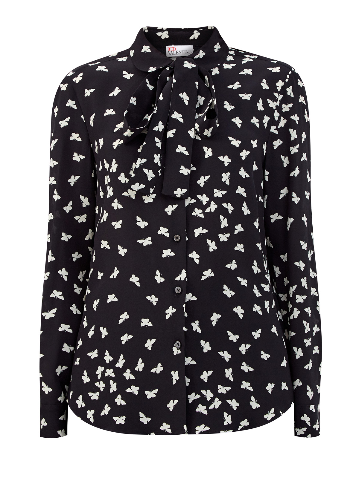 Шелковая блуза с принтом «Тысяча бабочек» REDVALENTINO, цвет мульти, размер M;XL;S - фото 1
