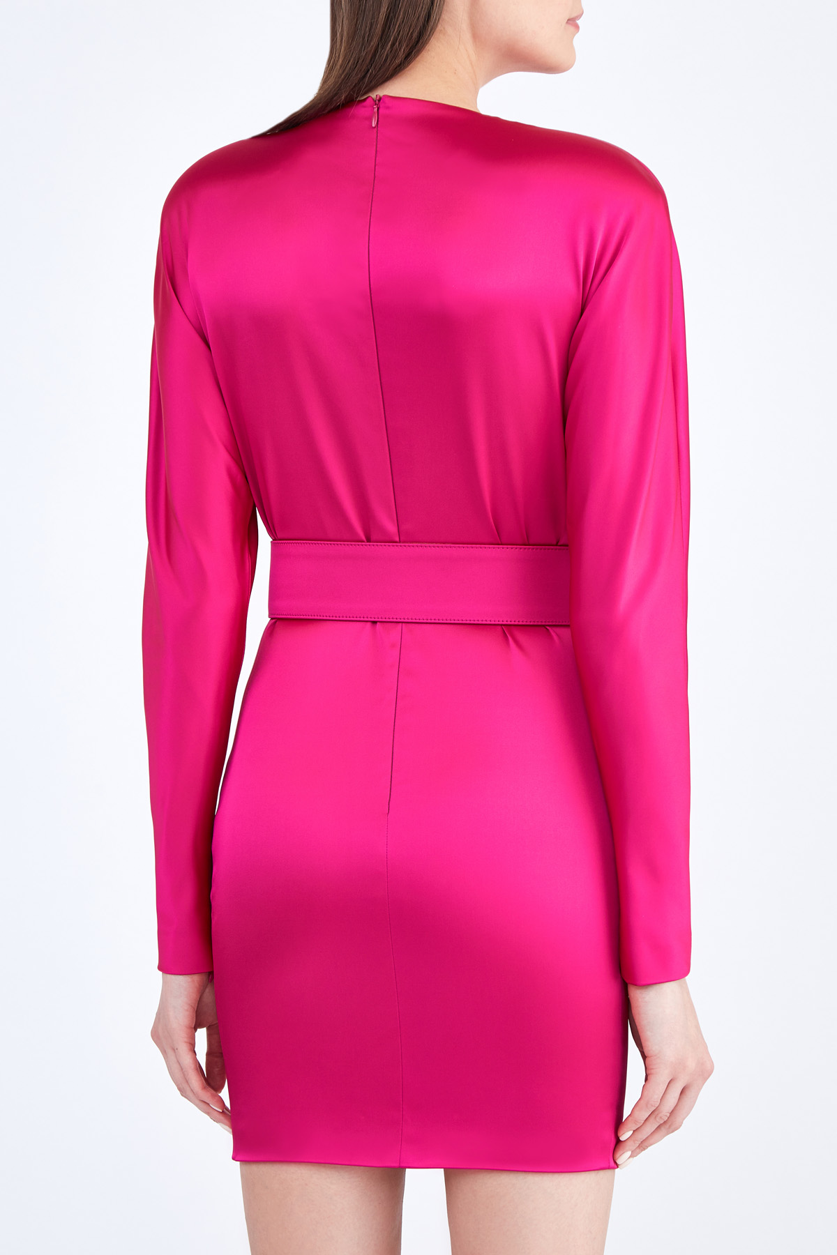 Атласное платье-мини с широким ремнем в тон ALEXANDER TEREKHOV, цвет розовый, размер 40 - фото 4