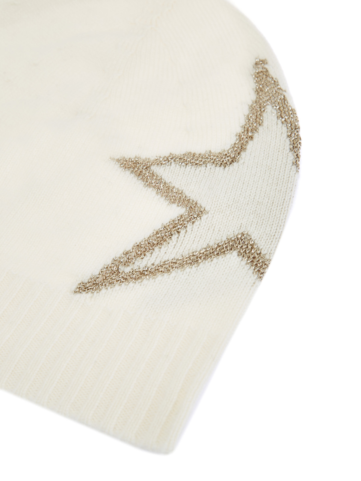 Кашемировая шапка с интарсией из люрекса LORENA ANTONIAZZI, цвет белый, размер S;M - фото 3