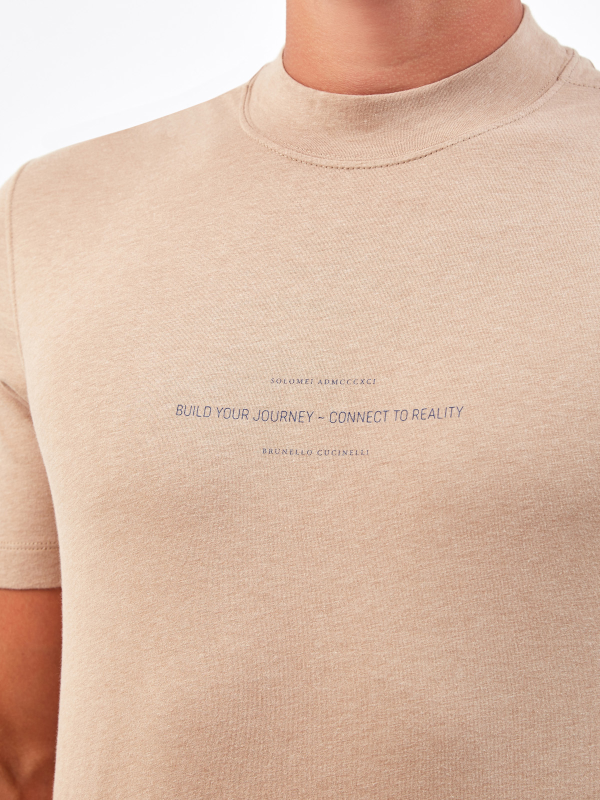 Хлопковая футболка с минималистичным принтом в стиле леттеринг BRUNELLO CUCINELLI, цвет бежевый, размер 50;52;46 - фото 5