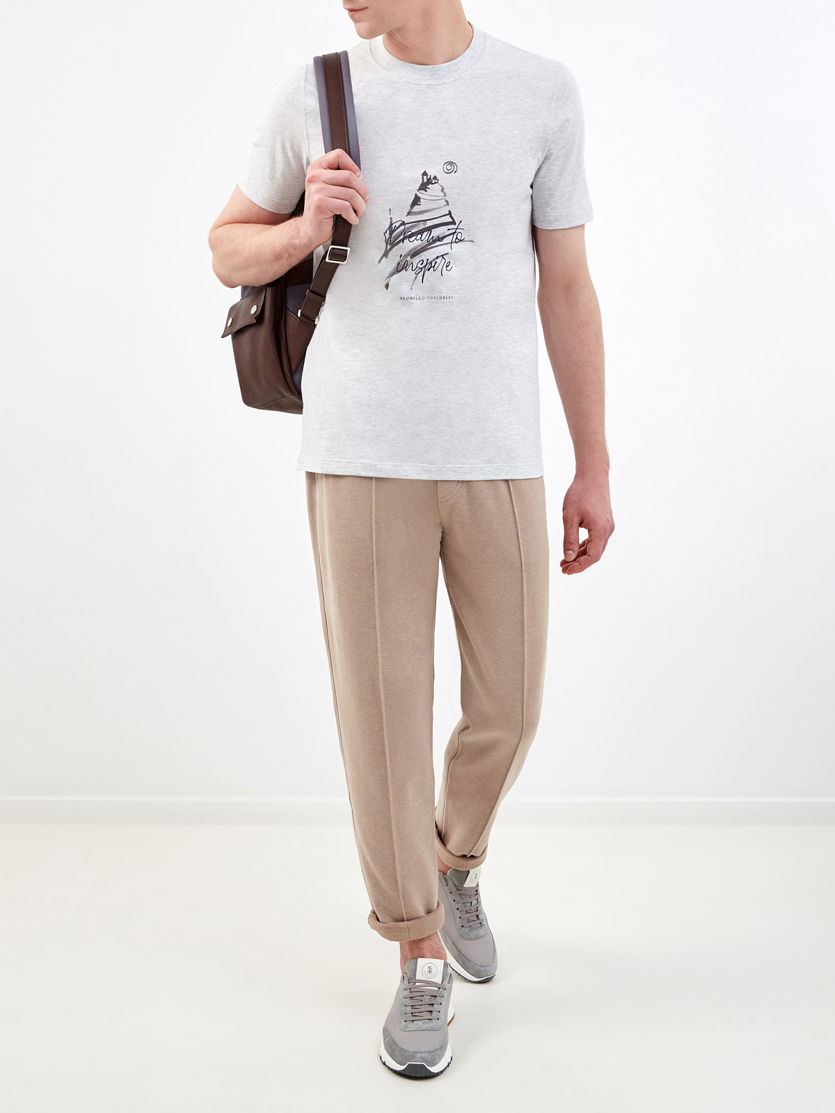 Хлопковая футболка с сезонным принтом Dream To Inspire BRUNELLO CUCINELLI, цвет серый, размер 52;54;56;58;46 - фото 2