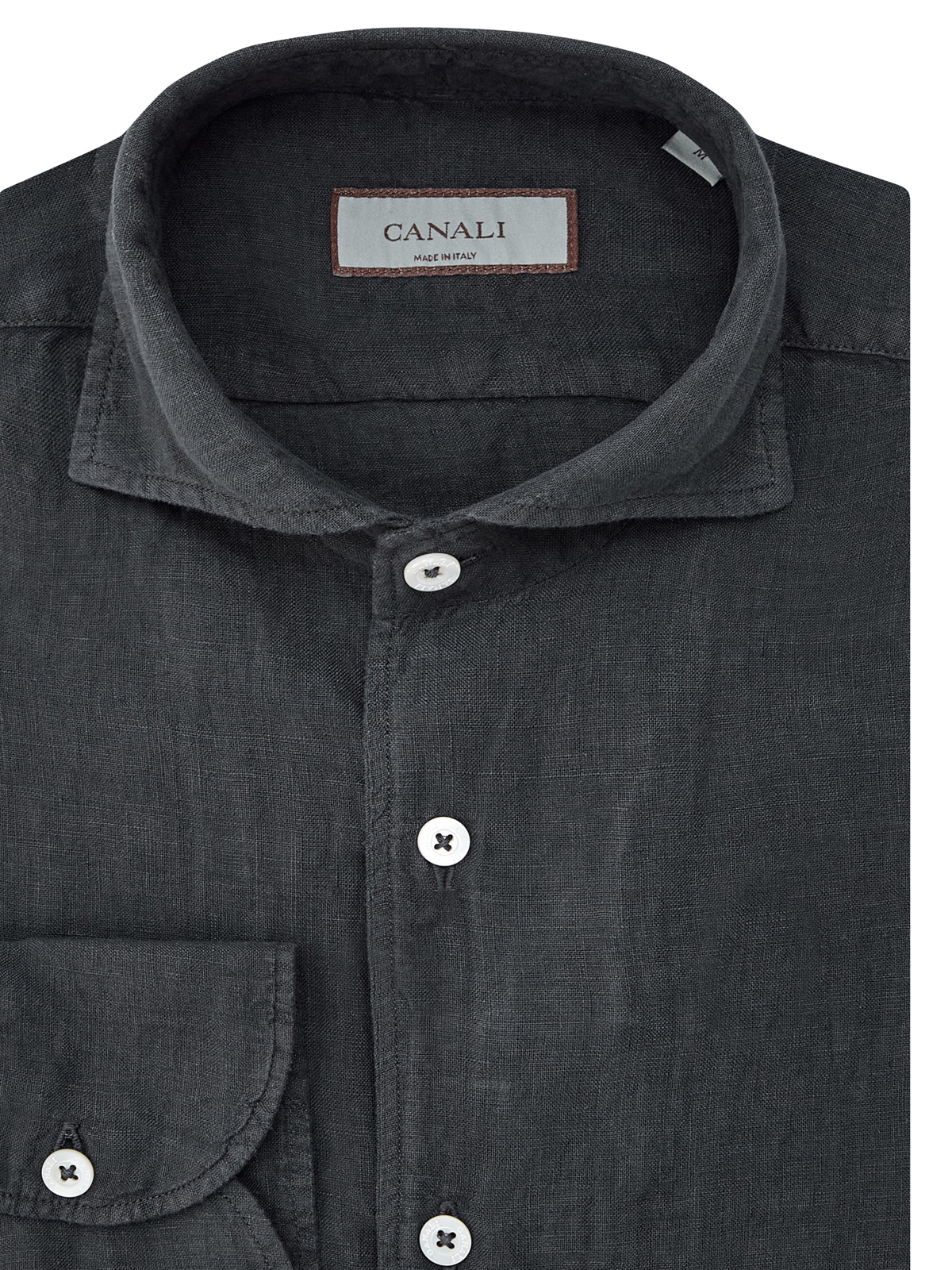 Рубашка из окрашенной вручную льняной ткани CANALI, цвет серый, размер 48;50;52;54;56 - фото 2
