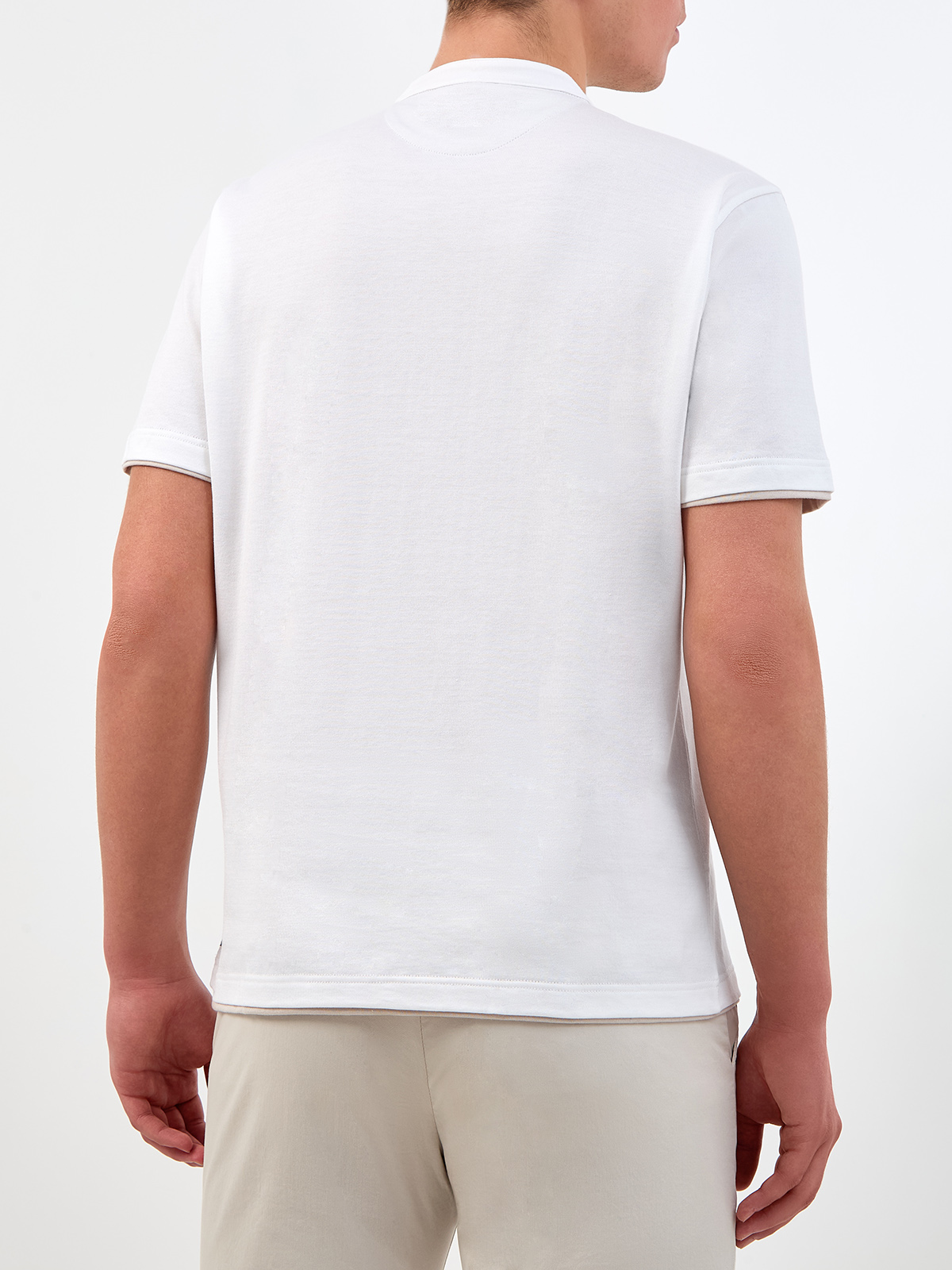 Хлопковая футболка с застежкой на пуговицы и двойной окантовкой ELEVENTY, цвет белый, размер 48;50;52;54;56 - фото 4