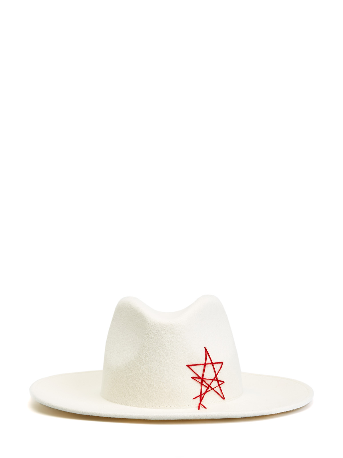Шляпа-трилби из шерсти с фирменной вышивкой LORENA ANTONIAZZI, цвет белый, размер M;L - фото 1