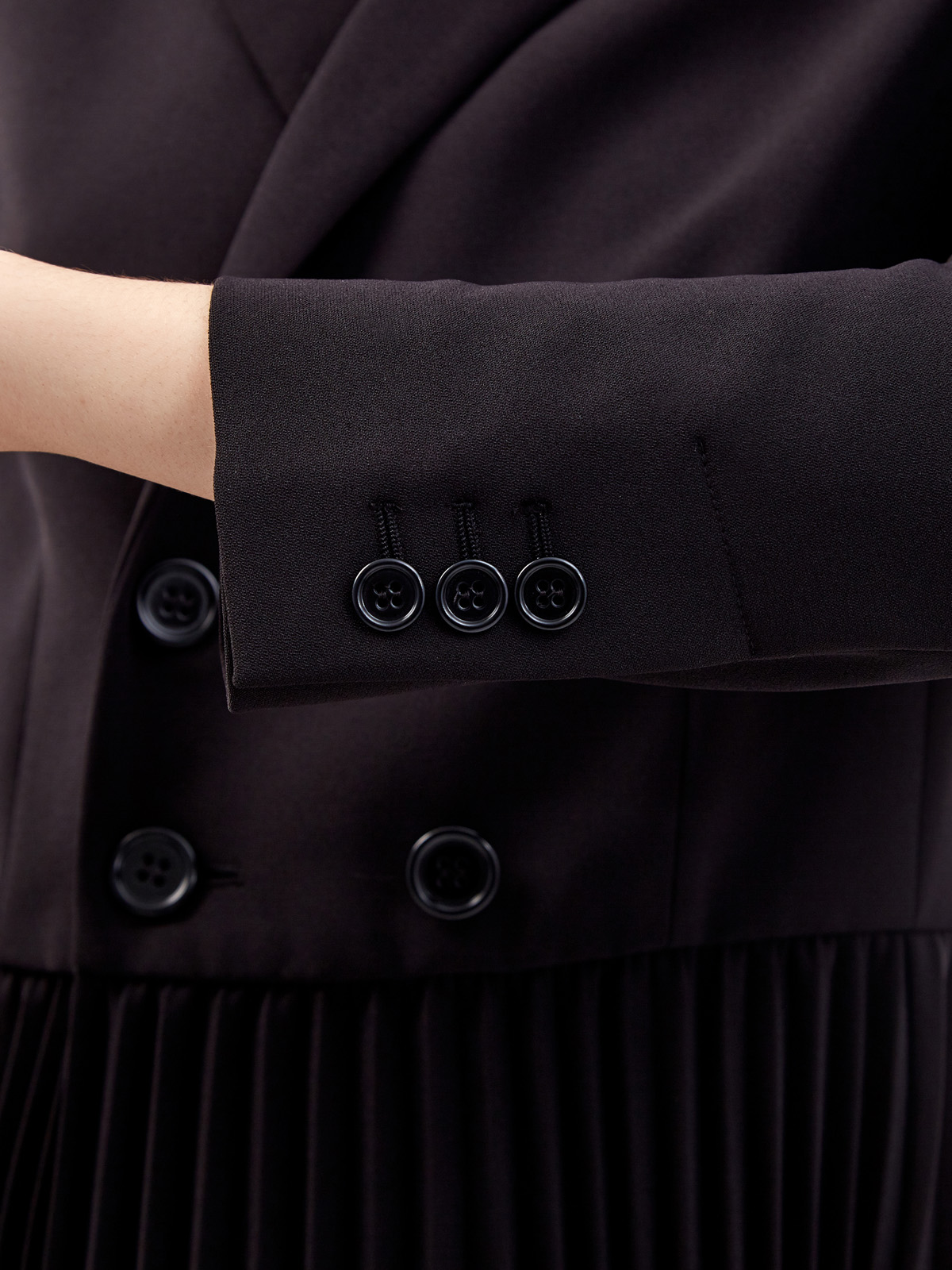 Однотонное платье-пиджак с плиссированной юбкой REDVALENTINO, цвет черный, размер M;XS - фото 4