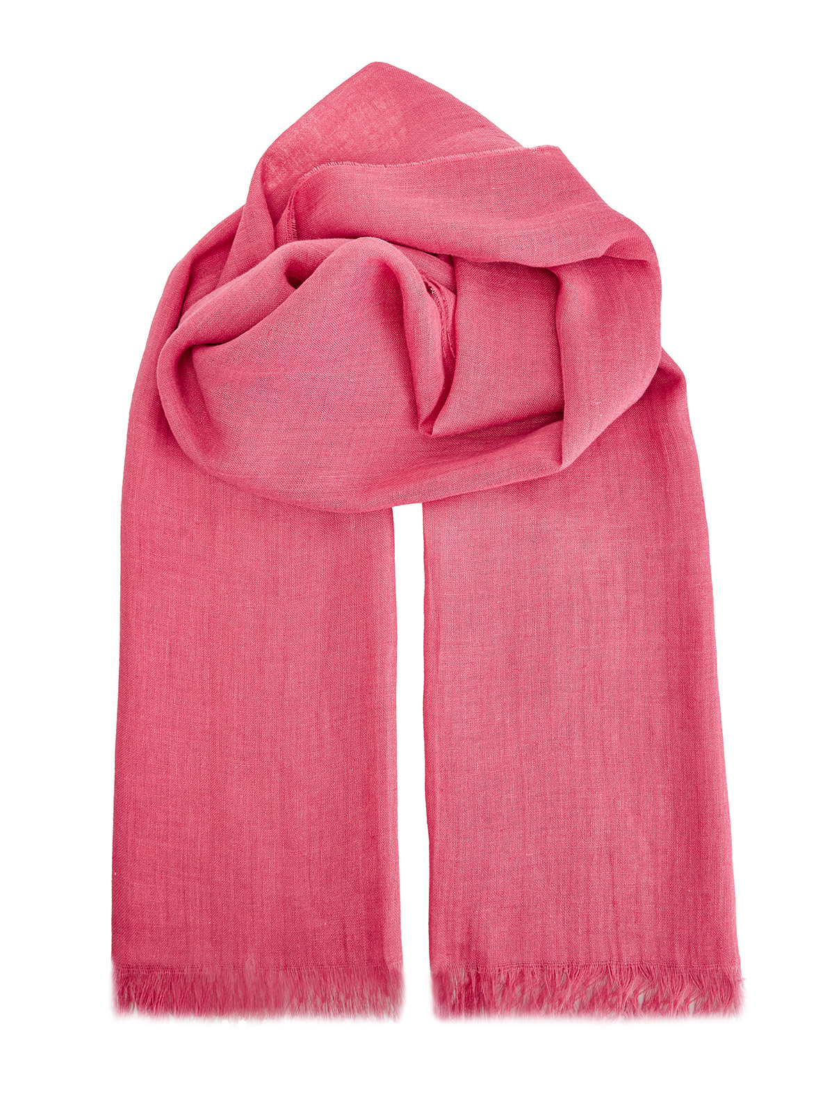 Шарф из тонкого льна и шелка с бахромой FABIANA FILIPPI, цвет розовый, размер 40 - фото 1
