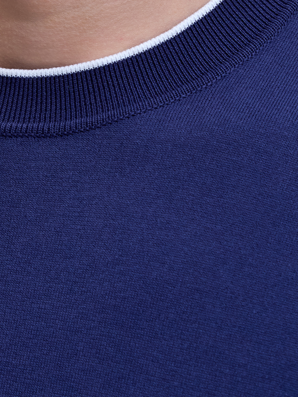 Хлопковый джемпер с короткими рукавами и контрастной окантовкой BERTOLO, цвет синий, размер 48;50;52;54;56;58;60;62 - фото 5