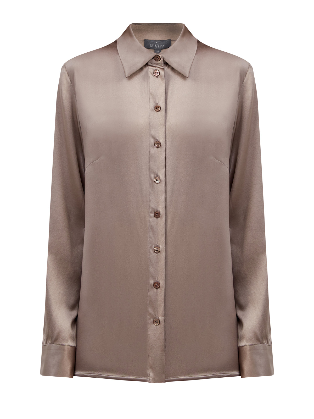 Блуза из струящегося шелкового атласа RE VERA, цвет коричневый, размер M;L;XL;2XL;3XL