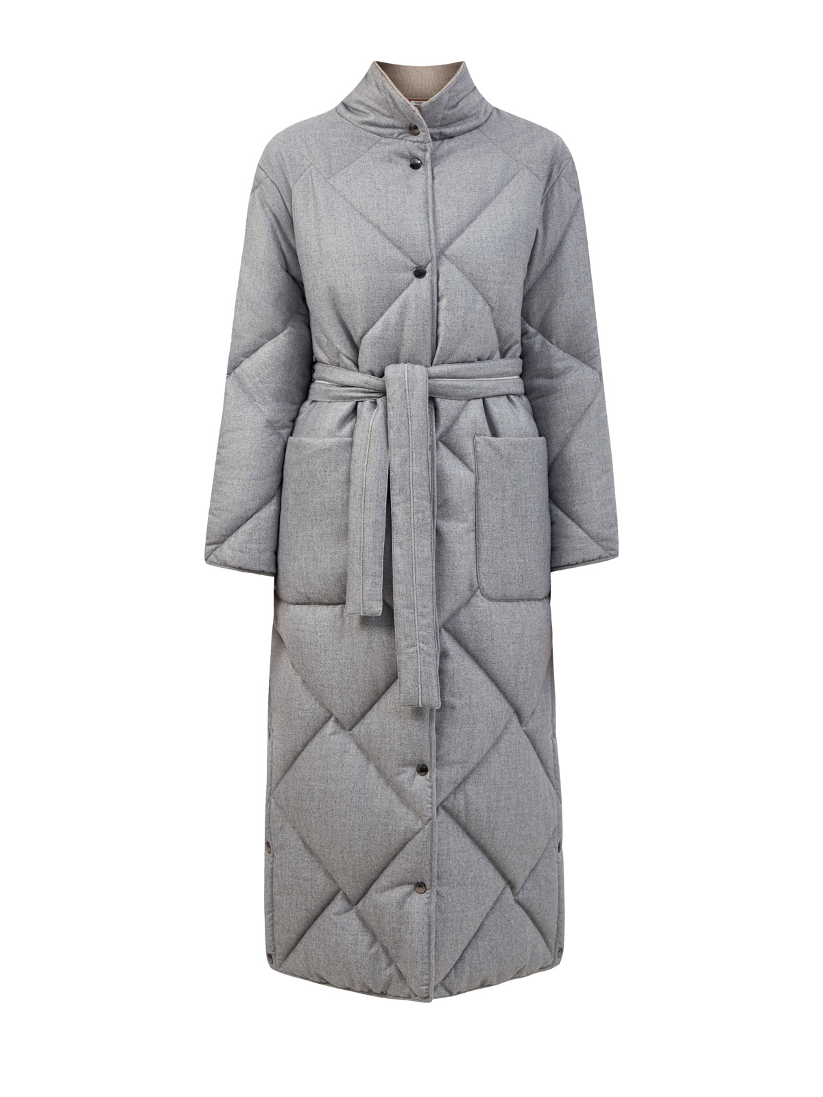 Удлиненное пальто из стеганой фланели с поясом Punto Luce PESERICO, цвет серый, размер 40;42;44;46;48