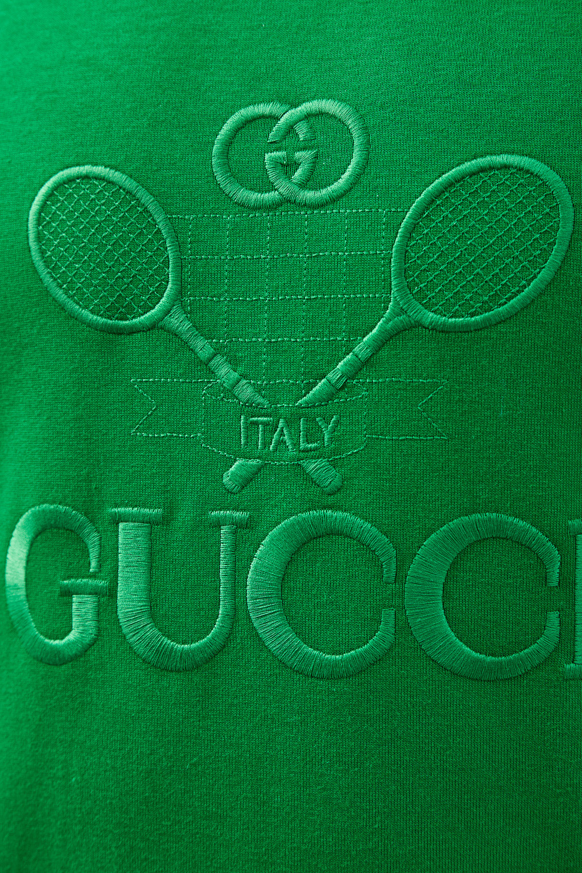 Футболка с вышивкой Gucci Tennis в тон GUCCI, цвет зеленый, размер 50 - фото 5