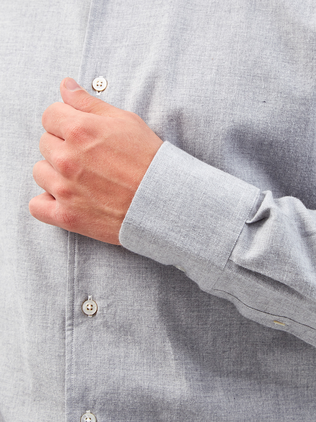 Хлопковая рубашка в оттенке серого меланжа CANALI, цвет серый, размер 50;52;54 - фото 5
