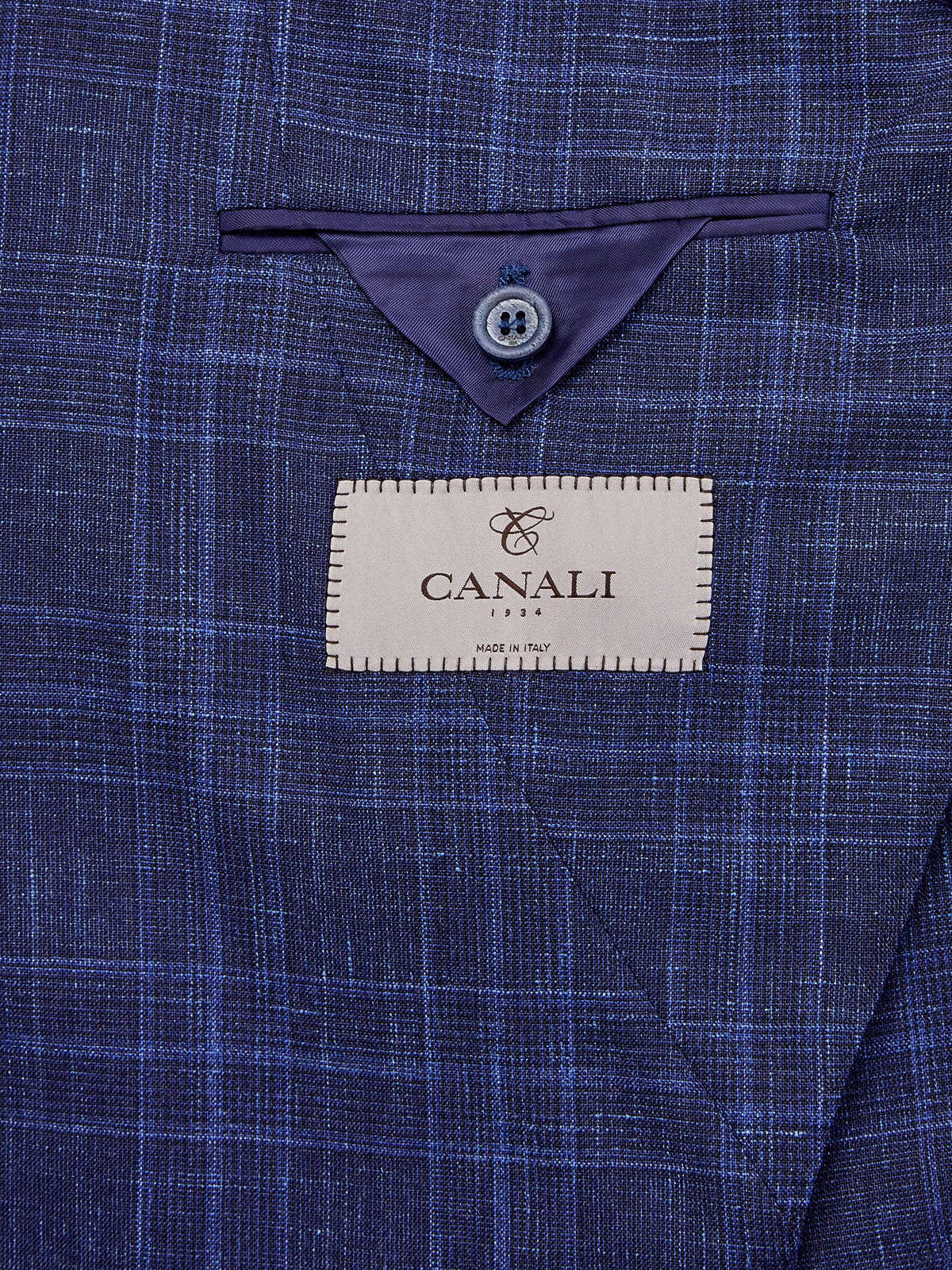 Пиджак в неаполитанском стиле с принтом в клетку CANALI, цвет синий, размер 58;60;62;54;56;58;62;52 - фото 6