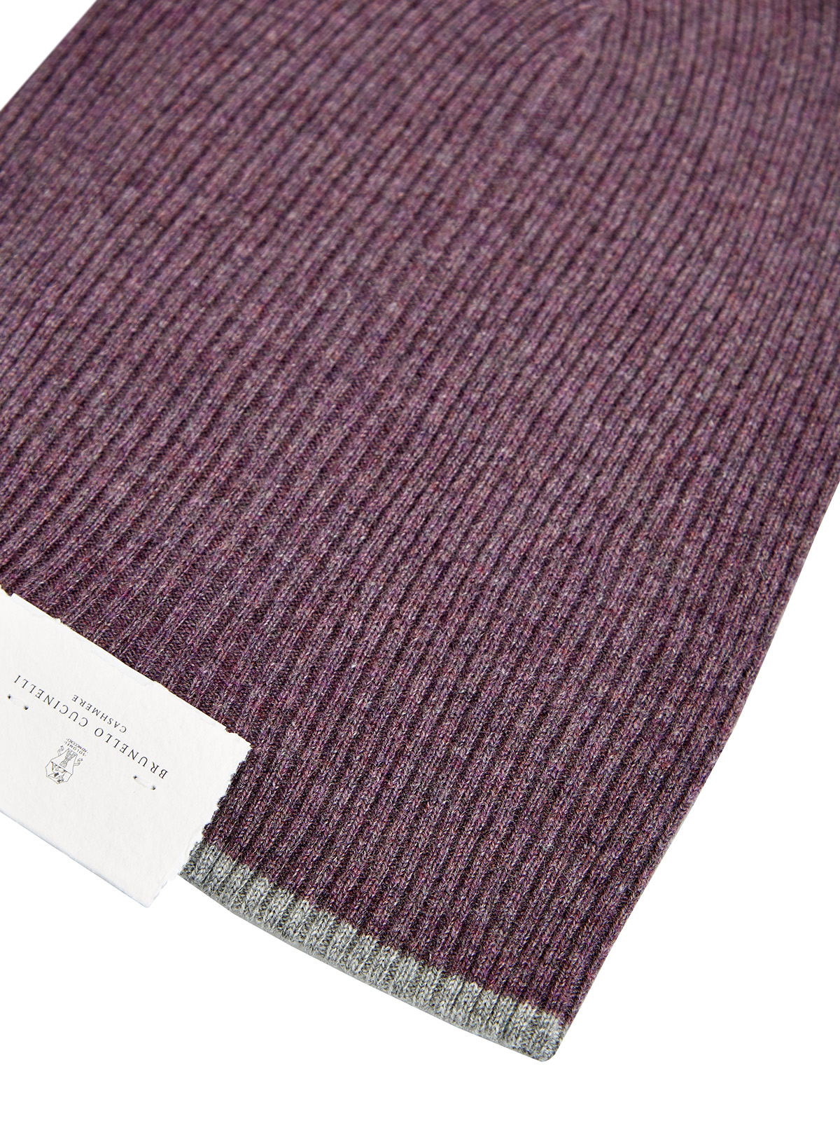 Шапка из мягкой кашемировой пряжи с контрастным кантом BRUNELLO CUCINELLI, цвет фиолетовый, размер L - фото 3